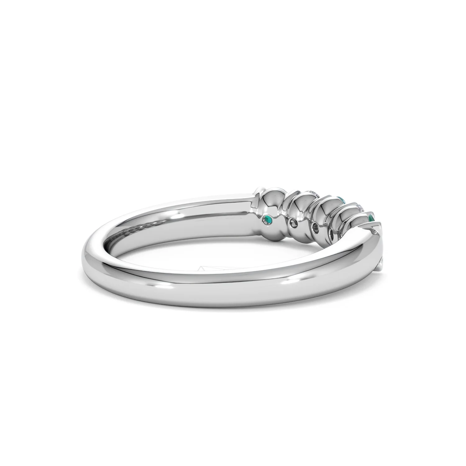 Solene 0.75ct Oval Cut Lab Emerald and Lab Diamond Half Band Eternity Ring in 18K White Gold - Image 36