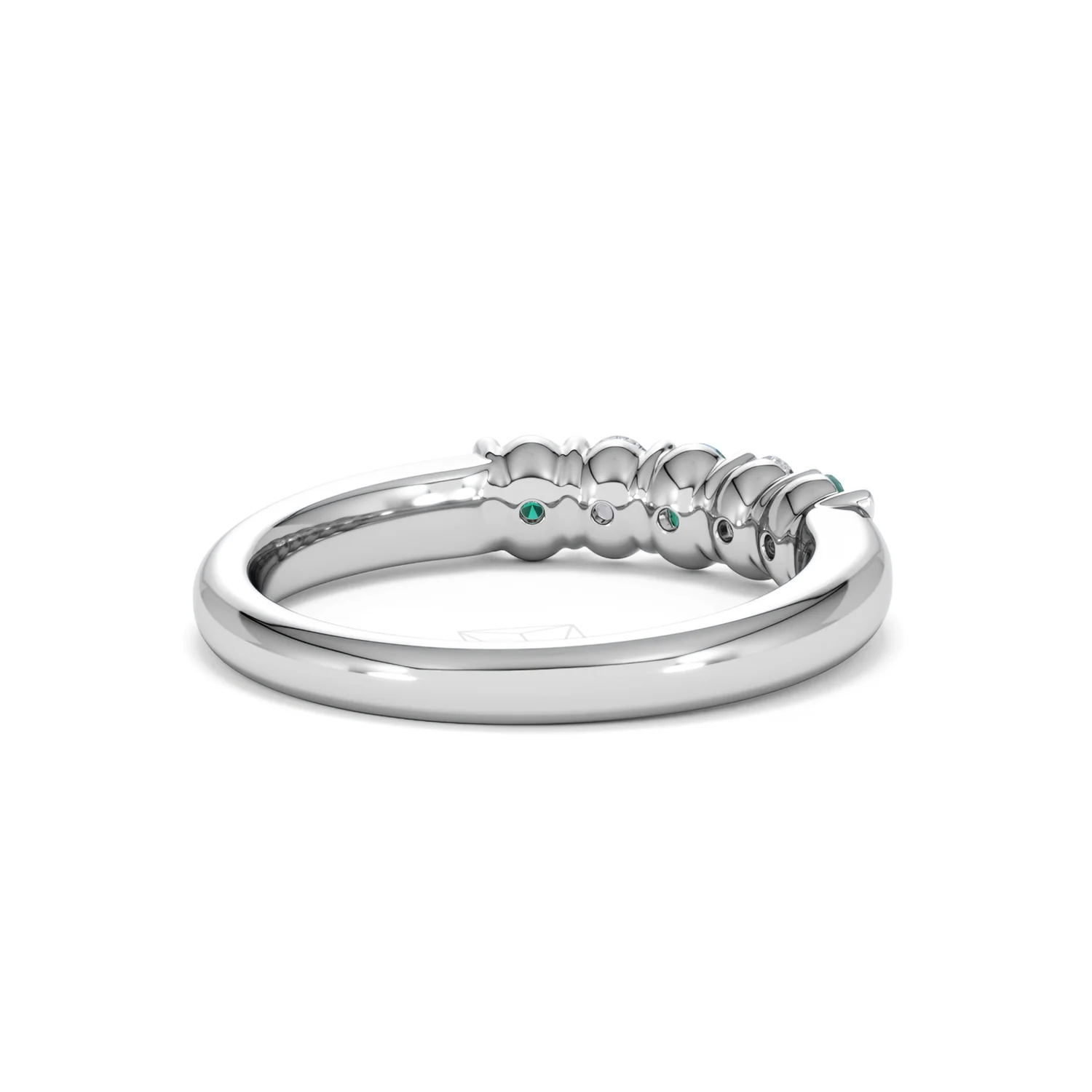 Solene 0.75ct Oval Cut Lab Emerald and Lab Diamond Half Band Eternity Ring in 18K White Gold - Image 41
