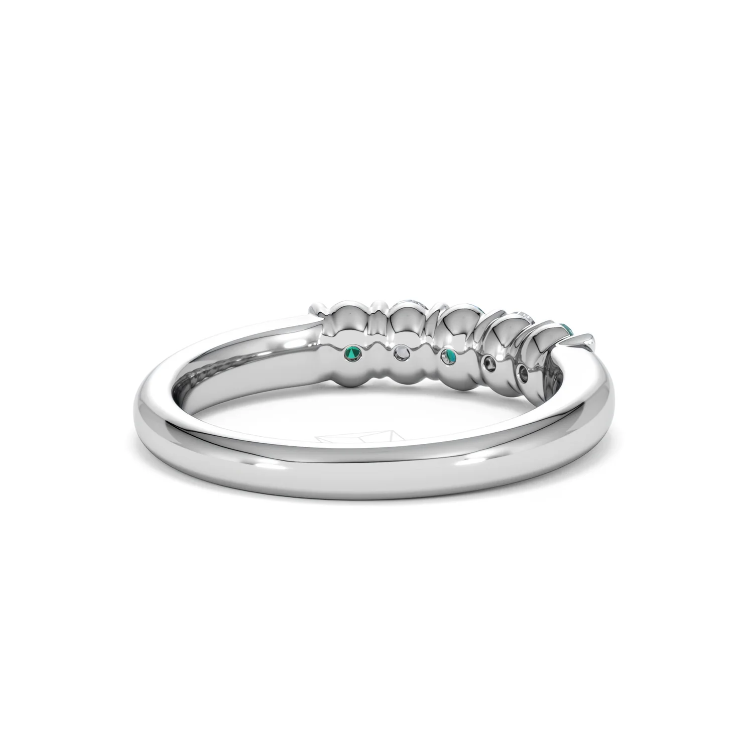 Solene 0.75ct Oval Cut Lab Emerald and Lab Diamond Half Band Eternity Ring in 18K White Gold - Image 42