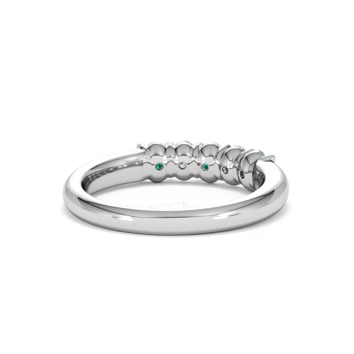 Solene 0.75ct Oval Cut Lab Emerald and Lab Diamond Half Band Eternity Ring in 18K White Gold - Image 43