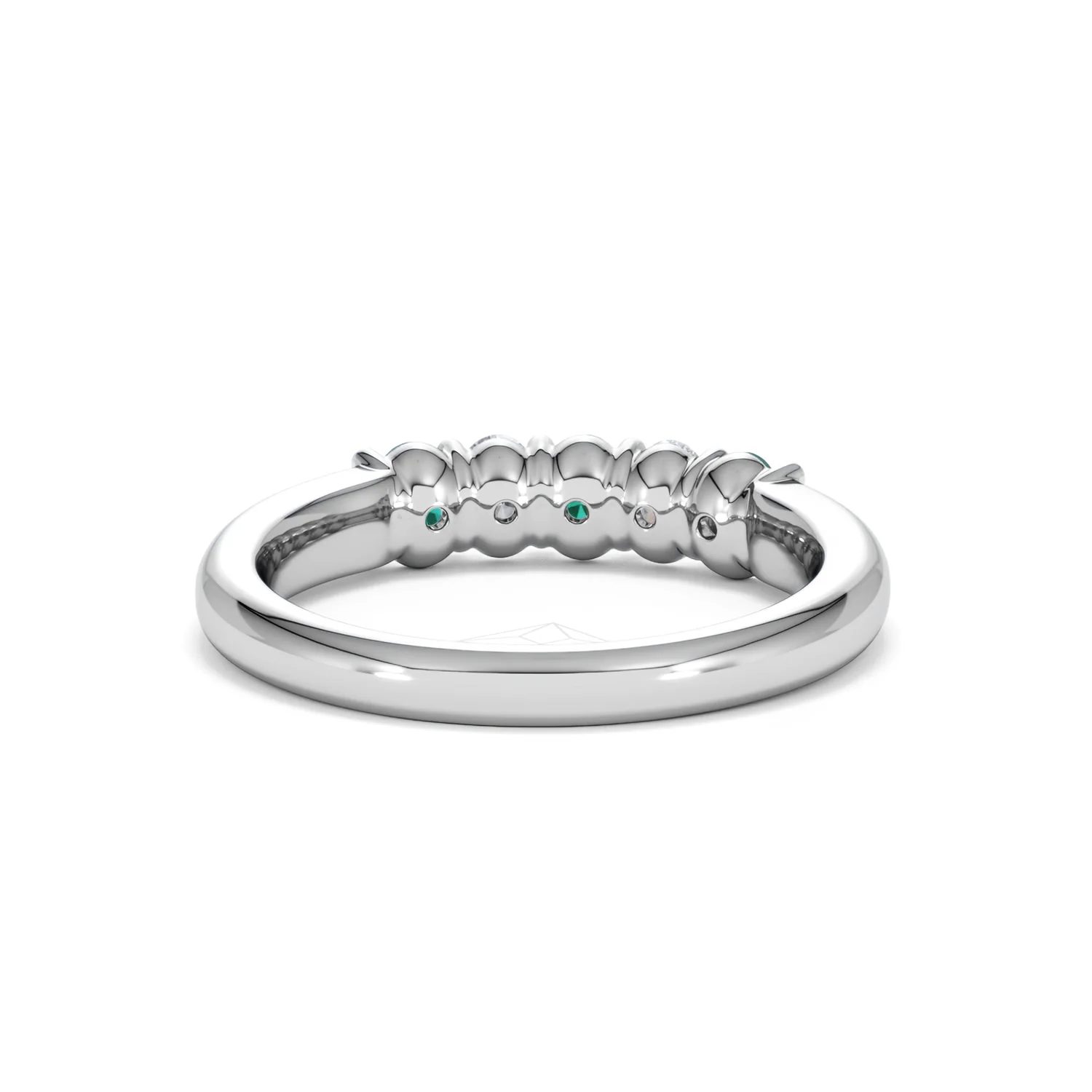 Solene 0.75ct Oval Cut Lab Emerald and Lab Diamond Half Band Eternity Ring in 18K White Gold - Image 46