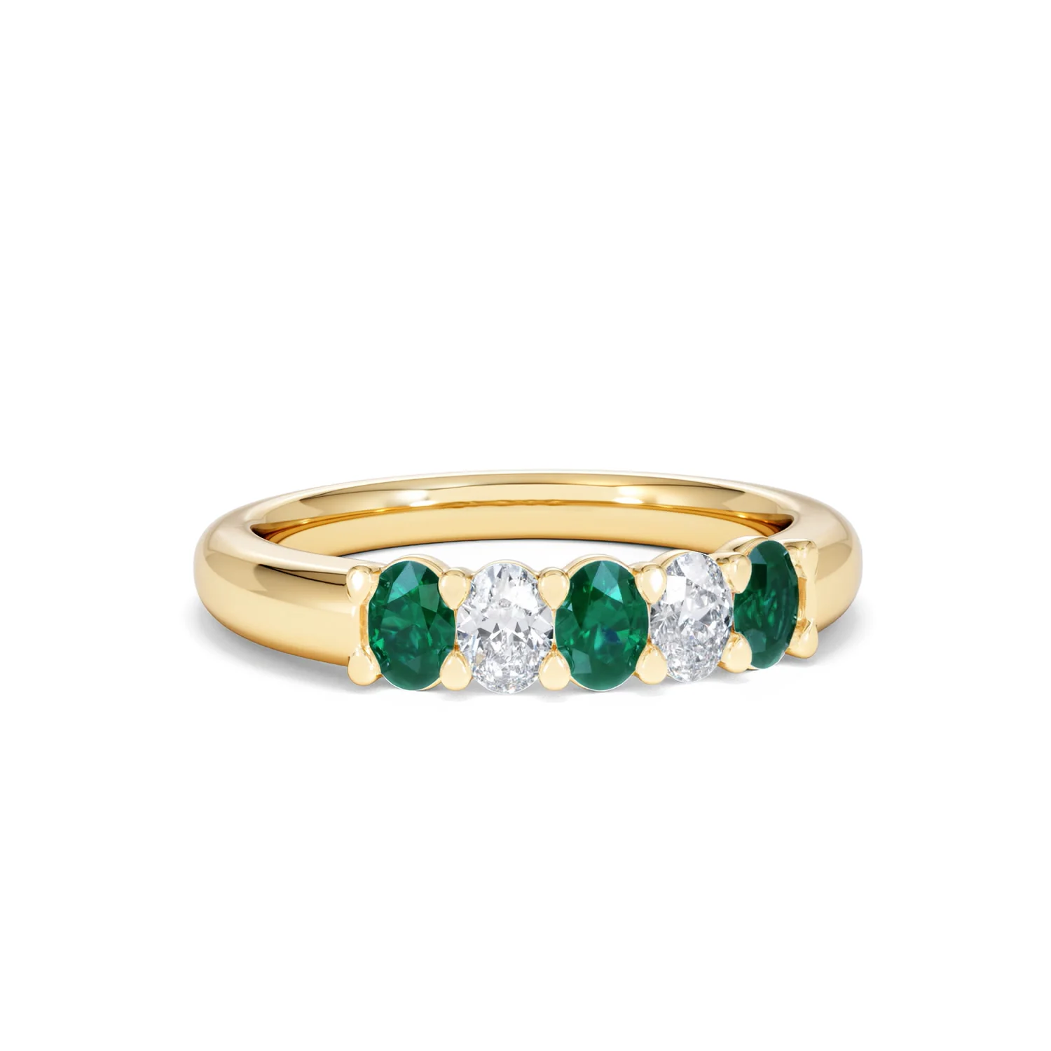 Solene 0.75ct Oval Cut Lab Emerald and Lab Diamond Half Band Eternity Ring in 18K Yellow Gold - Image 10
