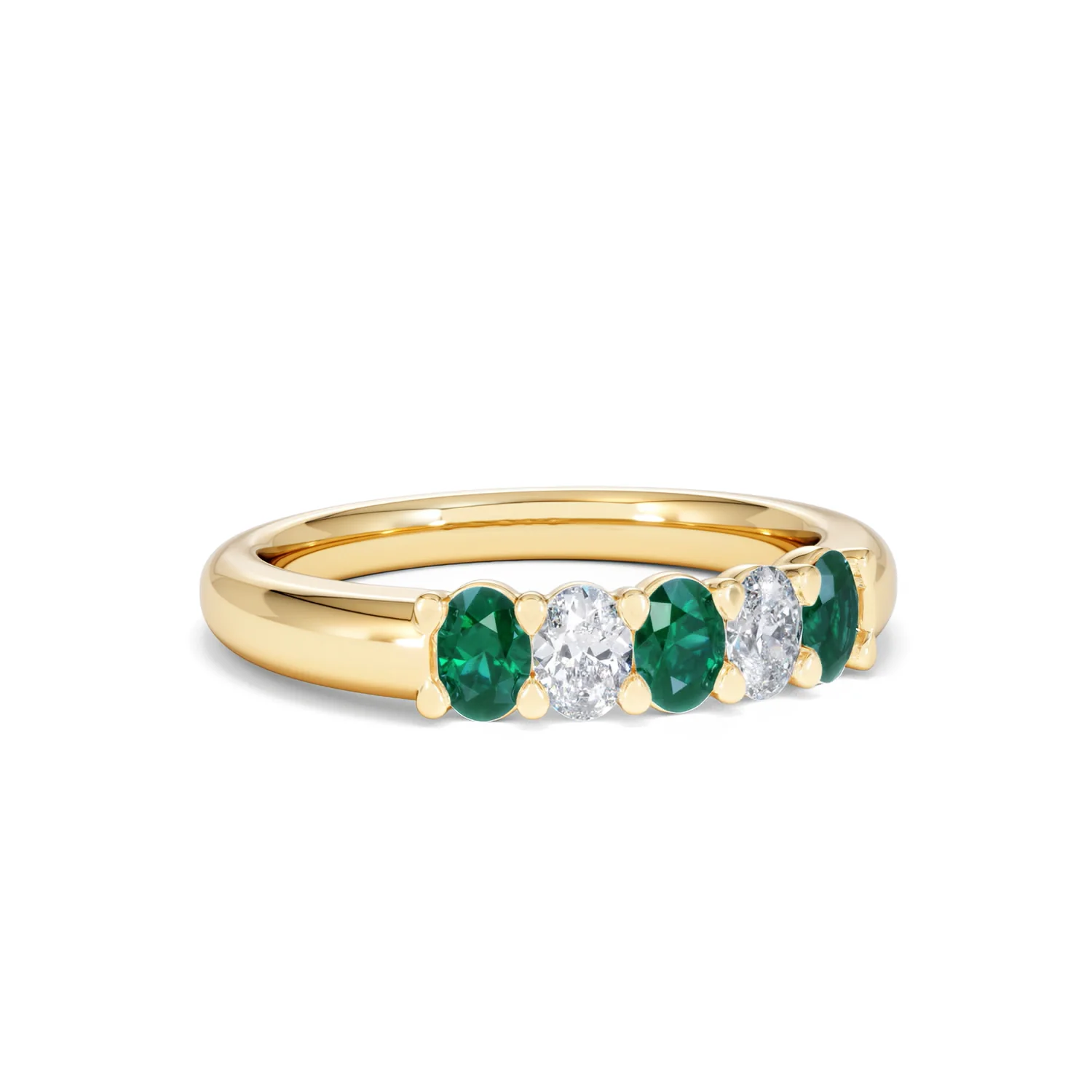 Solene 0.75ct Oval Cut Lab Emerald and Lab Diamond Half Band Eternity Ring in 18K Yellow Gold - Image 12