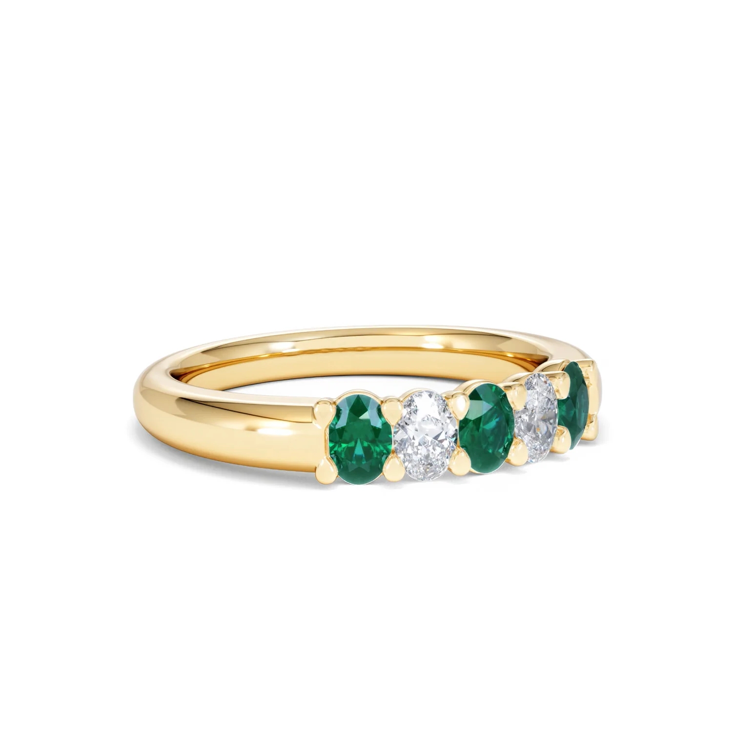 Solene 0.75ct Oval Cut Lab Emerald and Lab Diamond Half Band Eternity Ring in 18K Yellow Gold - Image 14