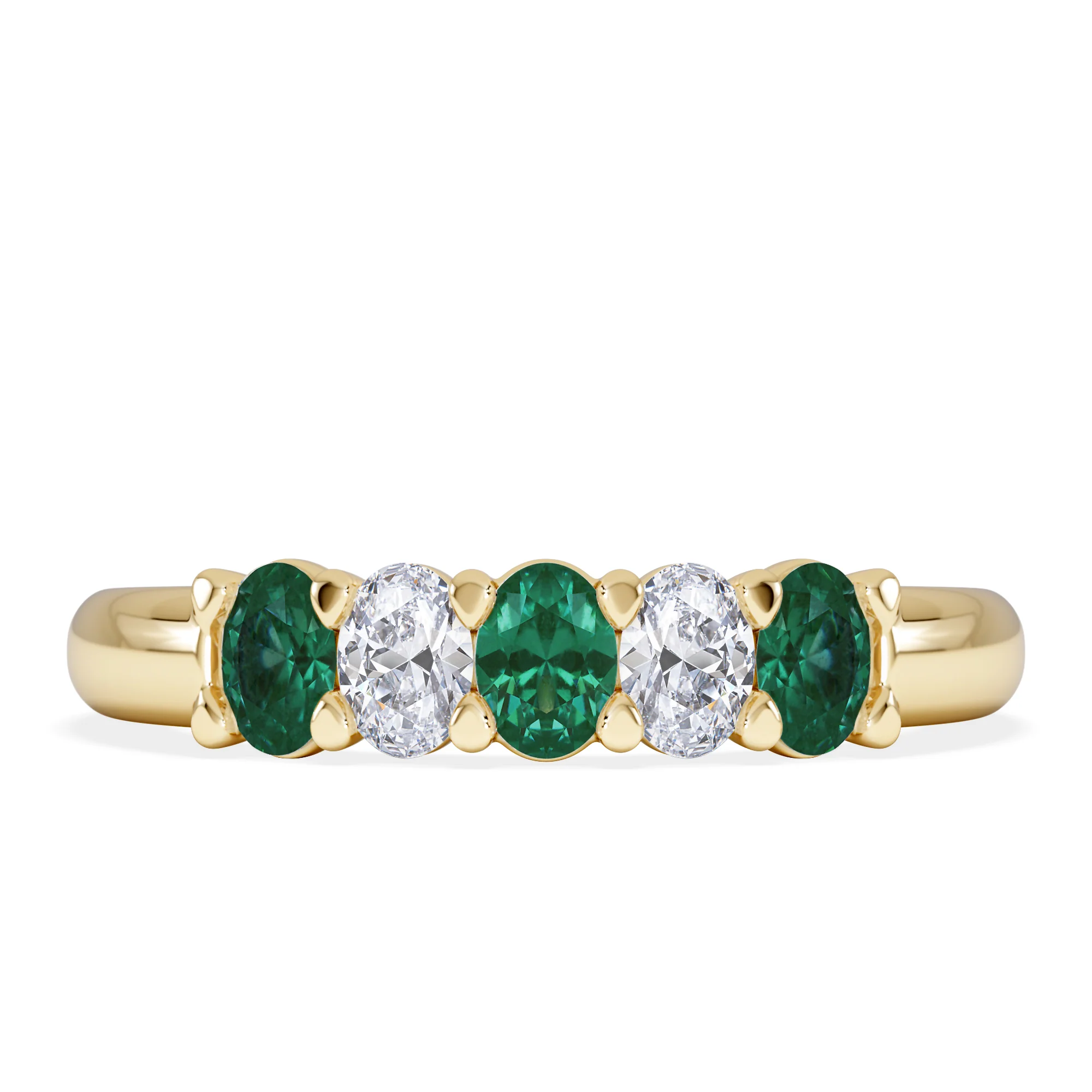 Solene 0.75ct Oval Cut Lab Emerald and Lab Diamond Half Band Eternity Ring in 18K Yellow Gold - Image 2