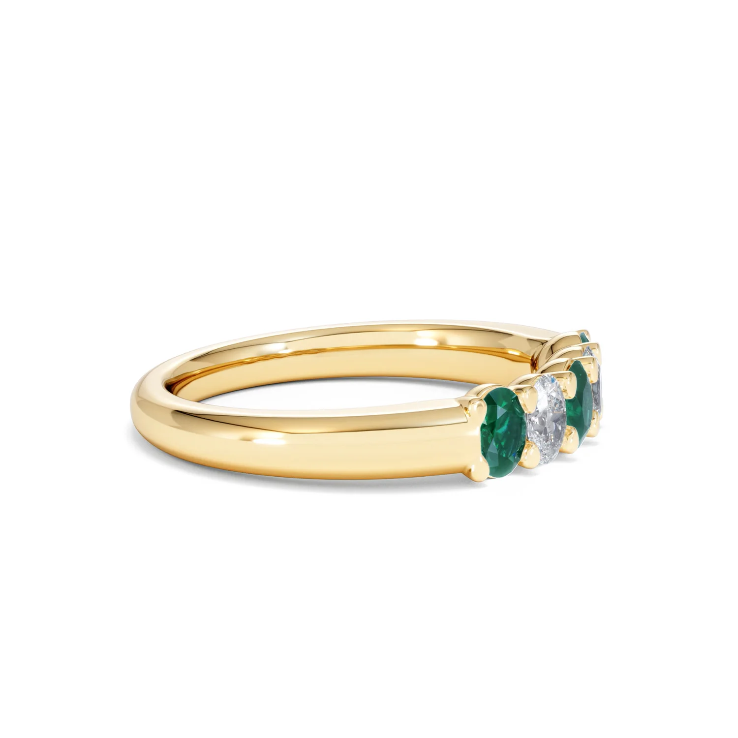 Solene 0.75ct Oval Cut Lab Emerald and Lab Diamond Half Band Eternity Ring in 18K Yellow Gold - Image 22