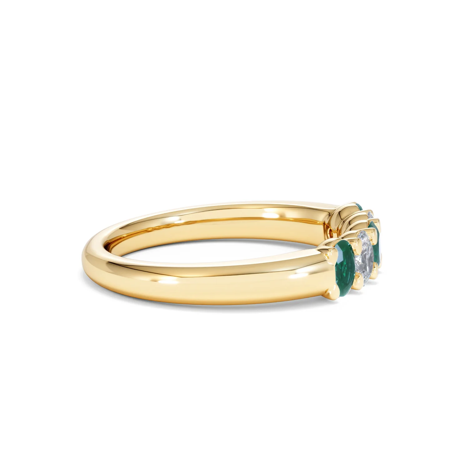 Solene 0.75ct Oval Cut Lab Emerald and Lab Diamond Half Band Eternity Ring in 18K Yellow Gold - Image 25