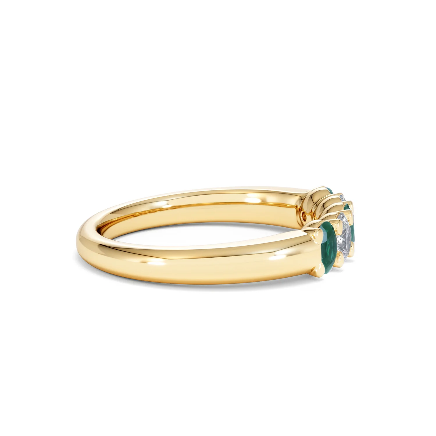 Solene 0.75ct Oval Cut Lab Emerald and Lab Diamond Half Band Eternity Ring in 18K Yellow Gold - Image 26