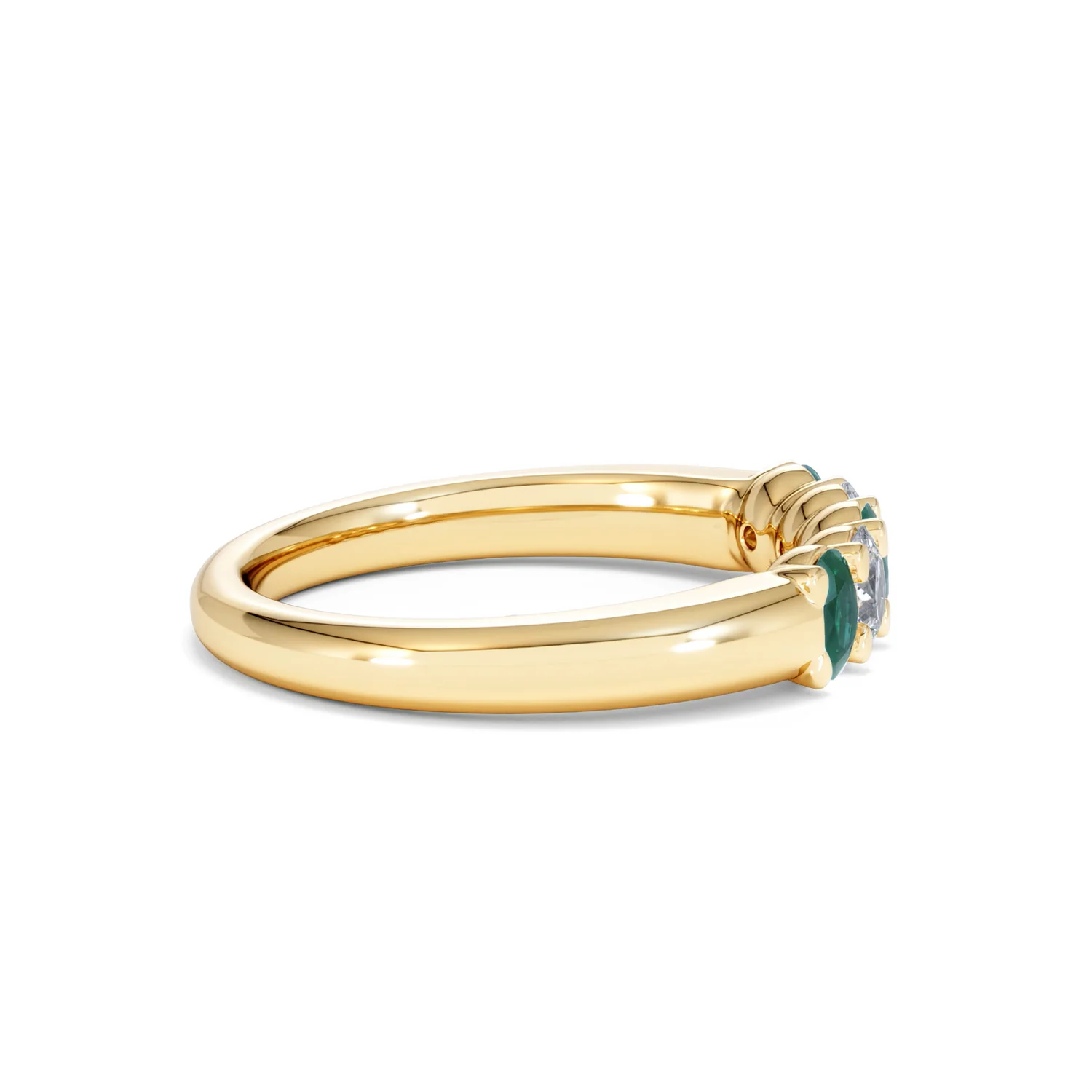 Solene 0.75ct Oval Cut Lab Emerald and Lab Diamond Half Band Eternity Ring in 18K Yellow Gold - Image 27