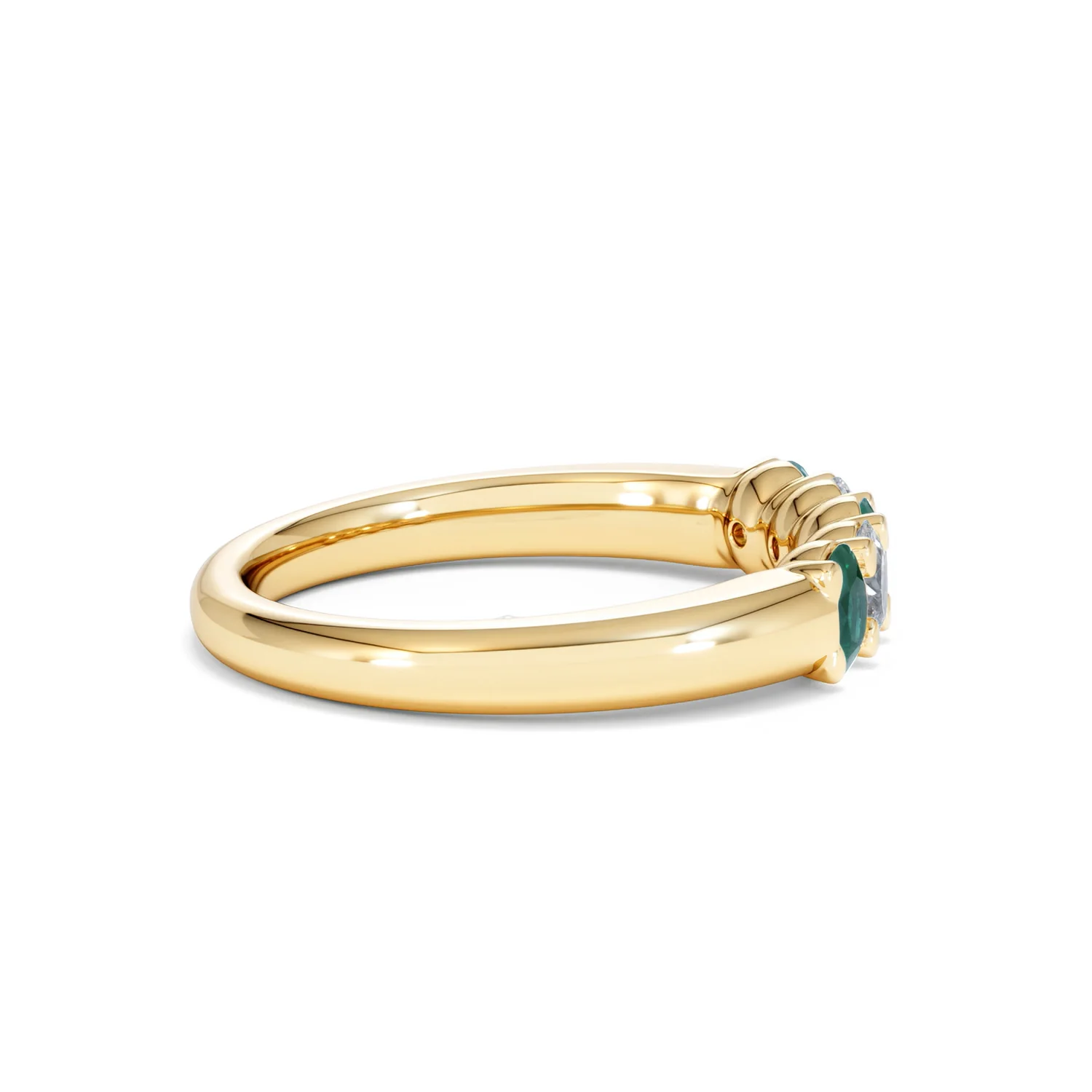 Solene 0.75ct Oval Cut Lab Emerald and Lab Diamond Half Band Eternity Ring in 18K Yellow Gold - Image 28