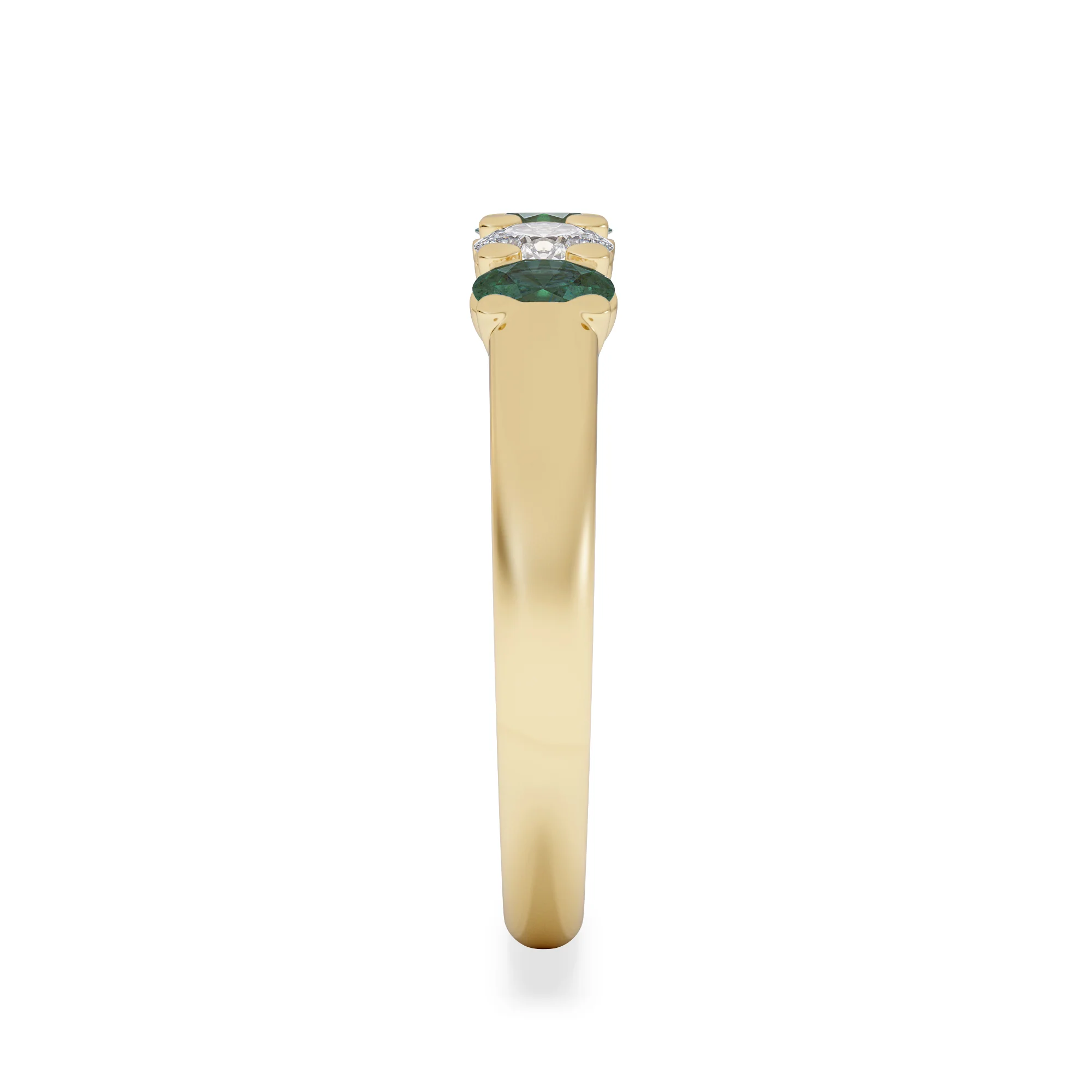 Solene 0.75ct Oval Cut Lab Emerald and Lab Diamond Half Band Eternity Ring in 18K Yellow Gold - Image 3