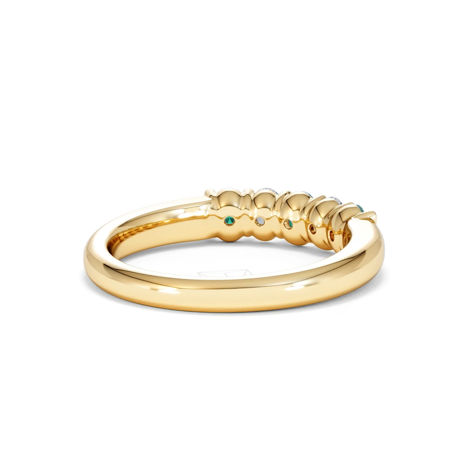 Solene 0.75ct Oval Cut Lab Emerald and Lab Diamond Half Band Eternity Ring in 18K Yellow Gold - Image 40