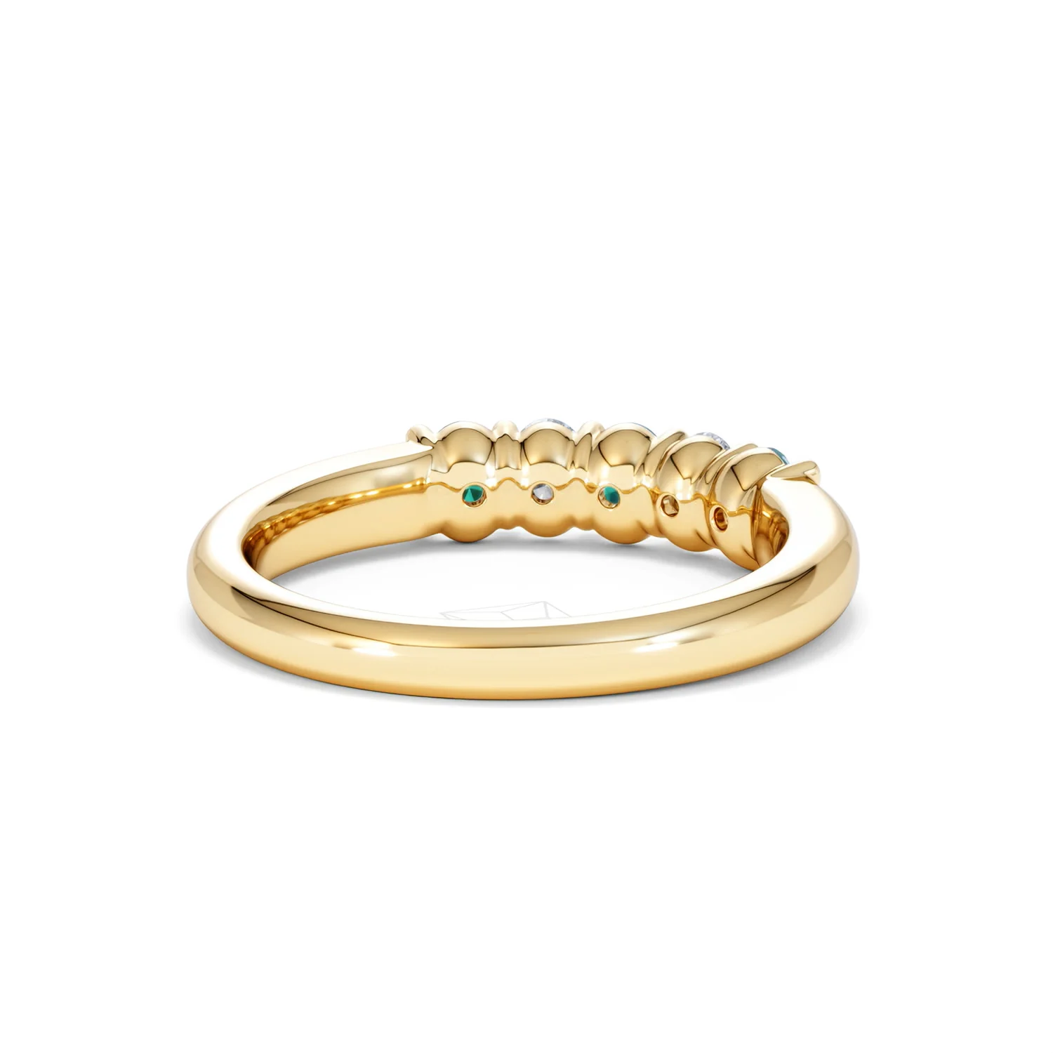 Solene 0.75ct Oval Cut Lab Emerald and Lab Diamond Half Band Eternity Ring in 18K Yellow Gold - Image 42