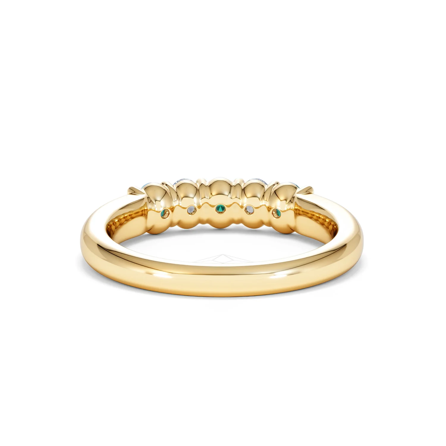 Solene 0.75ct Oval Cut Lab Emerald and Lab Diamond Half Band Eternity Ring in 18K Yellow Gold - Image 47