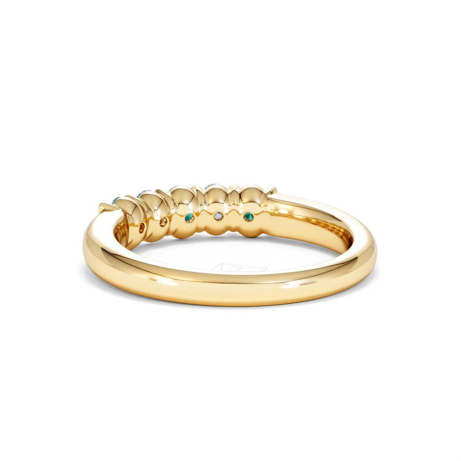Solene 0.75ct Oval Cut Lab Emerald and Lab Diamond Half Band Eternity Ring in 18K Yellow Gold - Image 52