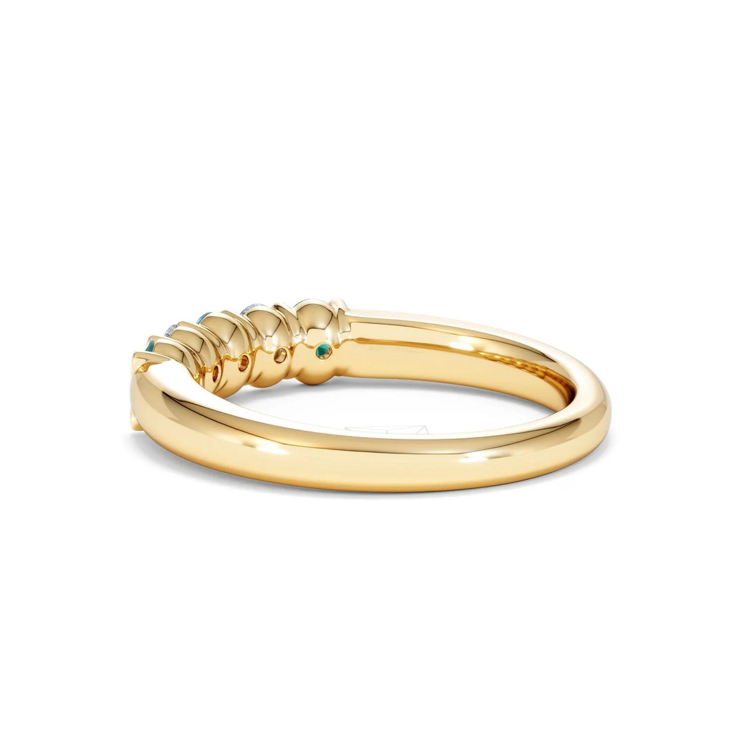 Solene 0.75ct Oval Cut Lab Emerald and Lab Diamond Half Band Eternity Ring in 18K Yellow Gold - Image 58