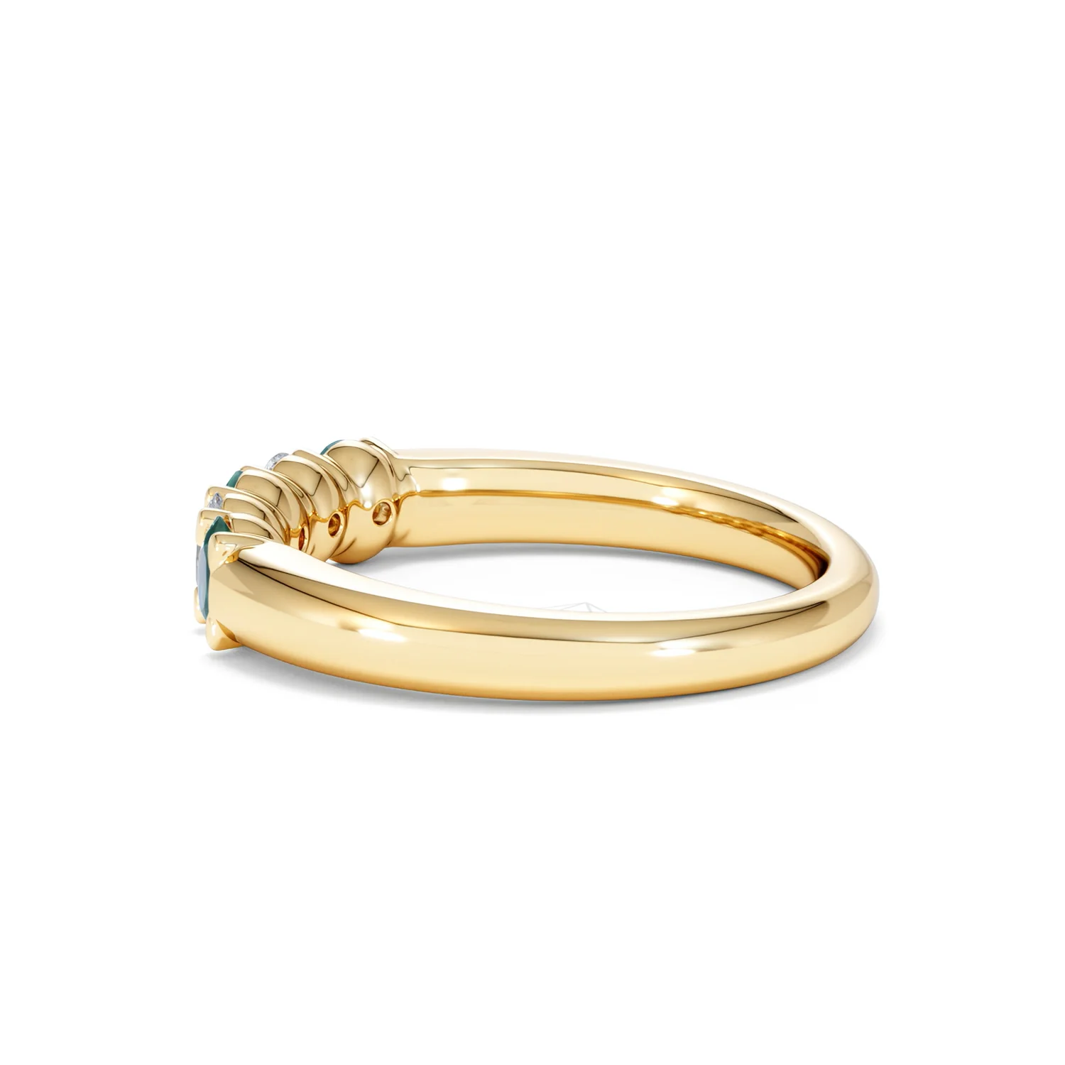 Solene 0.75ct Oval Cut Lab Emerald and Lab Diamond Half Band Eternity Ring in 18K Yellow Gold - Image 63