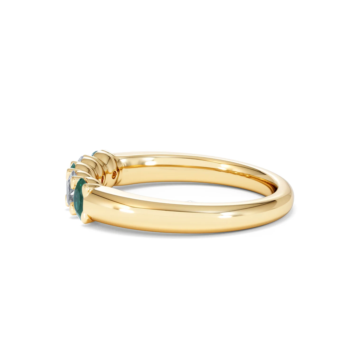 Solene 0.75ct Oval Cut Lab Emerald and Lab Diamond Half Band Eternity Ring in 18K Yellow Gold - Image 66
