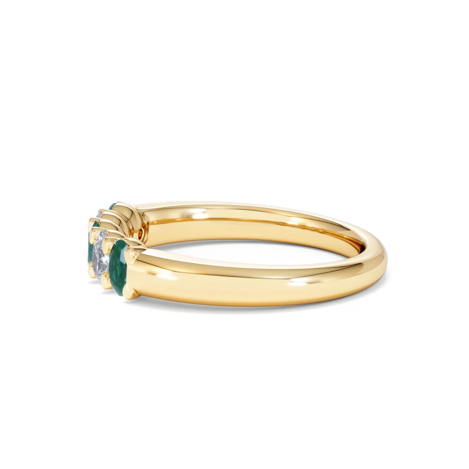 Solene 0.75ct Oval Cut Lab Emerald and Lab Diamond Half Band Eternity Ring in 18K Yellow Gold - Image 68