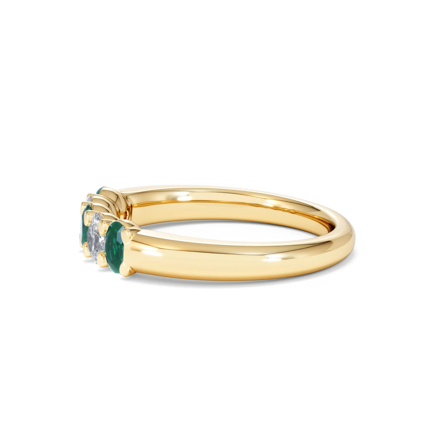 Solene 0.75ct Oval Cut Lab Emerald and Lab Diamond Half Band Eternity Ring in 18K Yellow Gold - Image 69