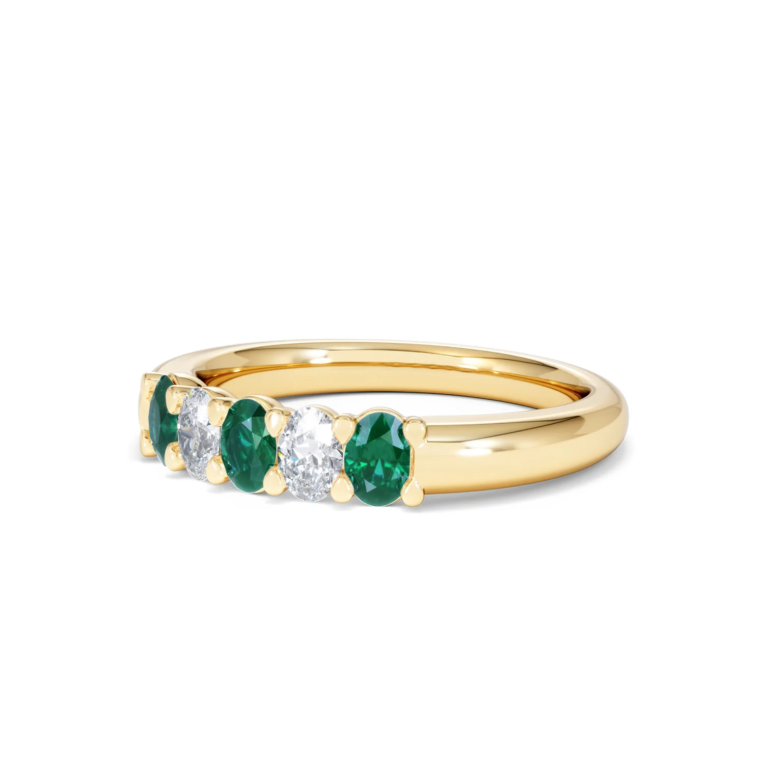 Solene 0.75ct Oval Cut Lab Emerald and Lab Diamond Half Band Eternity Ring in 18K Yellow Gold - Image 79