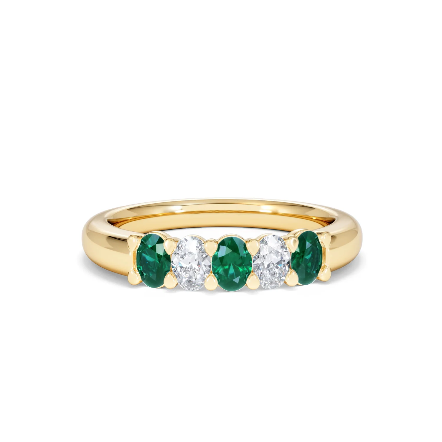 Solene 0.75ct Oval Cut Lab Emerald and Lab Diamond Half Band Eternity Ring in 18K Yellow Gold - Image 8