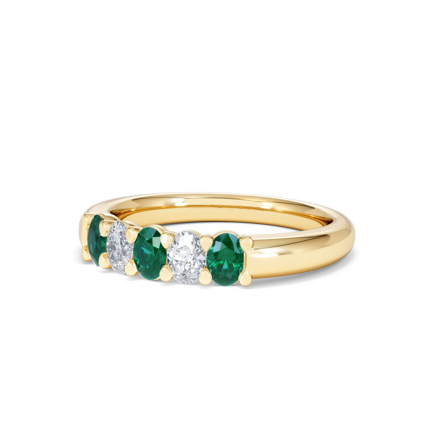 Solene 0.75ct Oval Cut Lab Emerald and Lab Diamond Half Band Eternity Ring in 18K Yellow Gold - Image 80