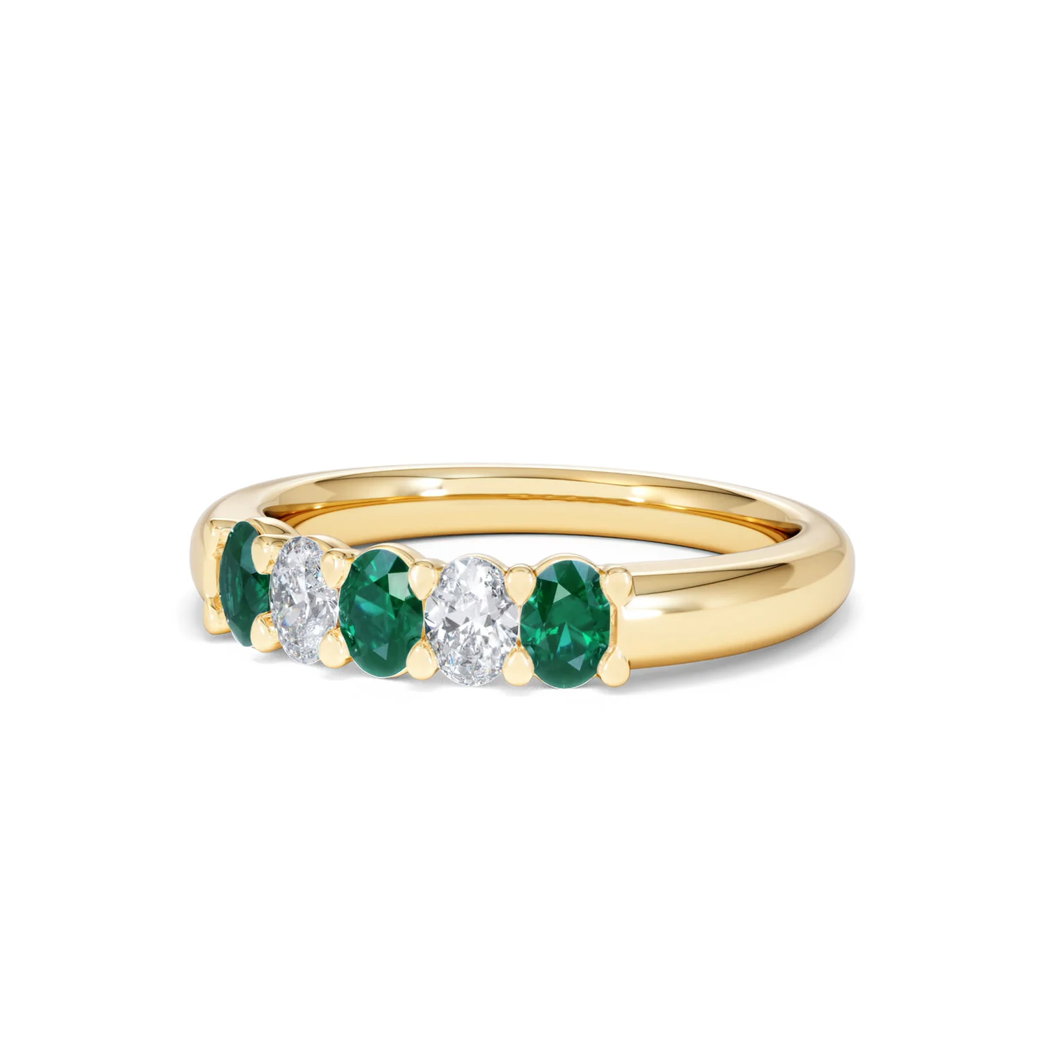 Solene 0.75ct Oval Cut Lab Emerald and Lab Diamond Half Band Eternity Ring in 18K Yellow Gold - Image 81