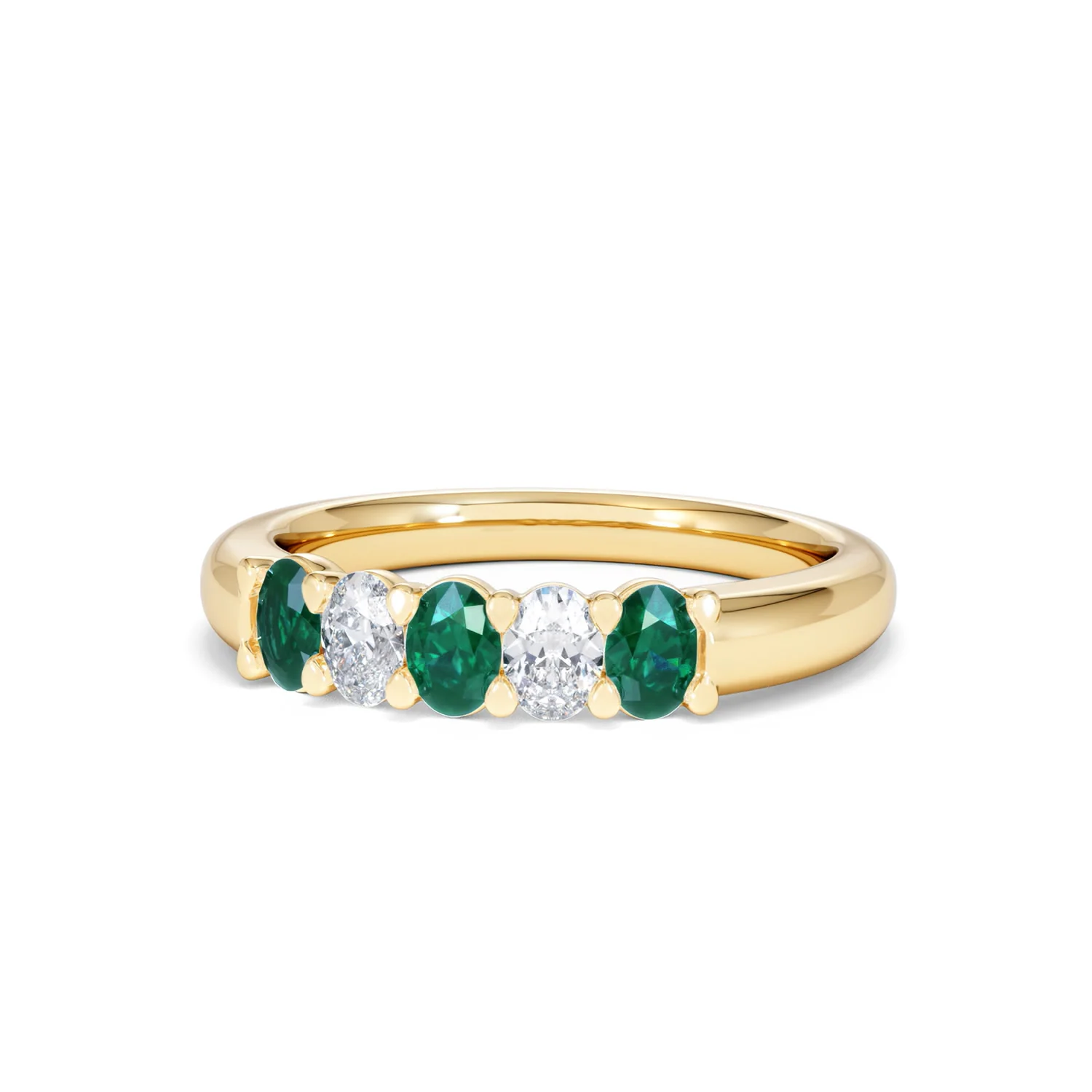 Solene 0.75ct Oval Cut Lab Emerald and Lab Diamond Half Band Eternity Ring in 18K Yellow Gold - Image 83