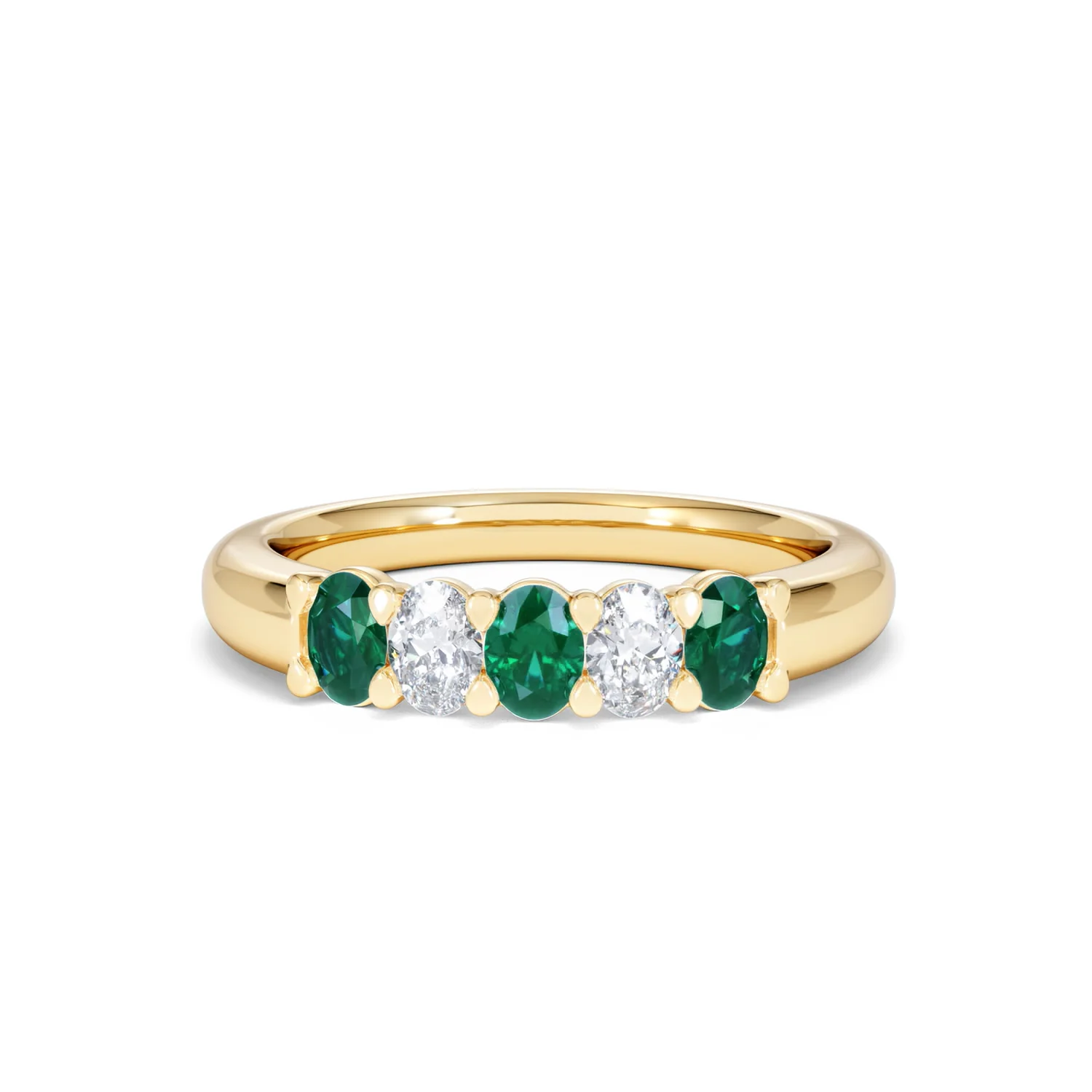 Solene 0.75ct Oval Cut Lab Emerald and Lab Diamond Half Band Eternity Ring in 18K Yellow Gold - Image 86