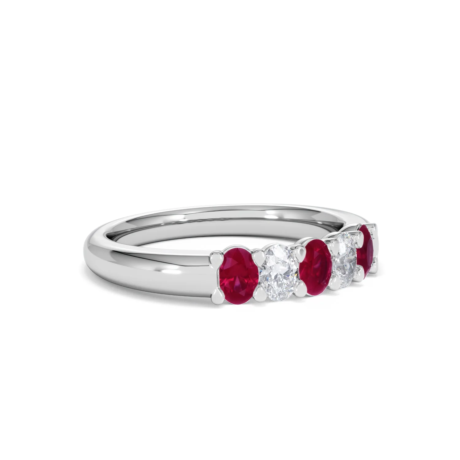 Solene 0.75ct Oval Cut Lab Ruby and Lab Diamond Half Band Eternity Ring in 18K White Gold - Image 17