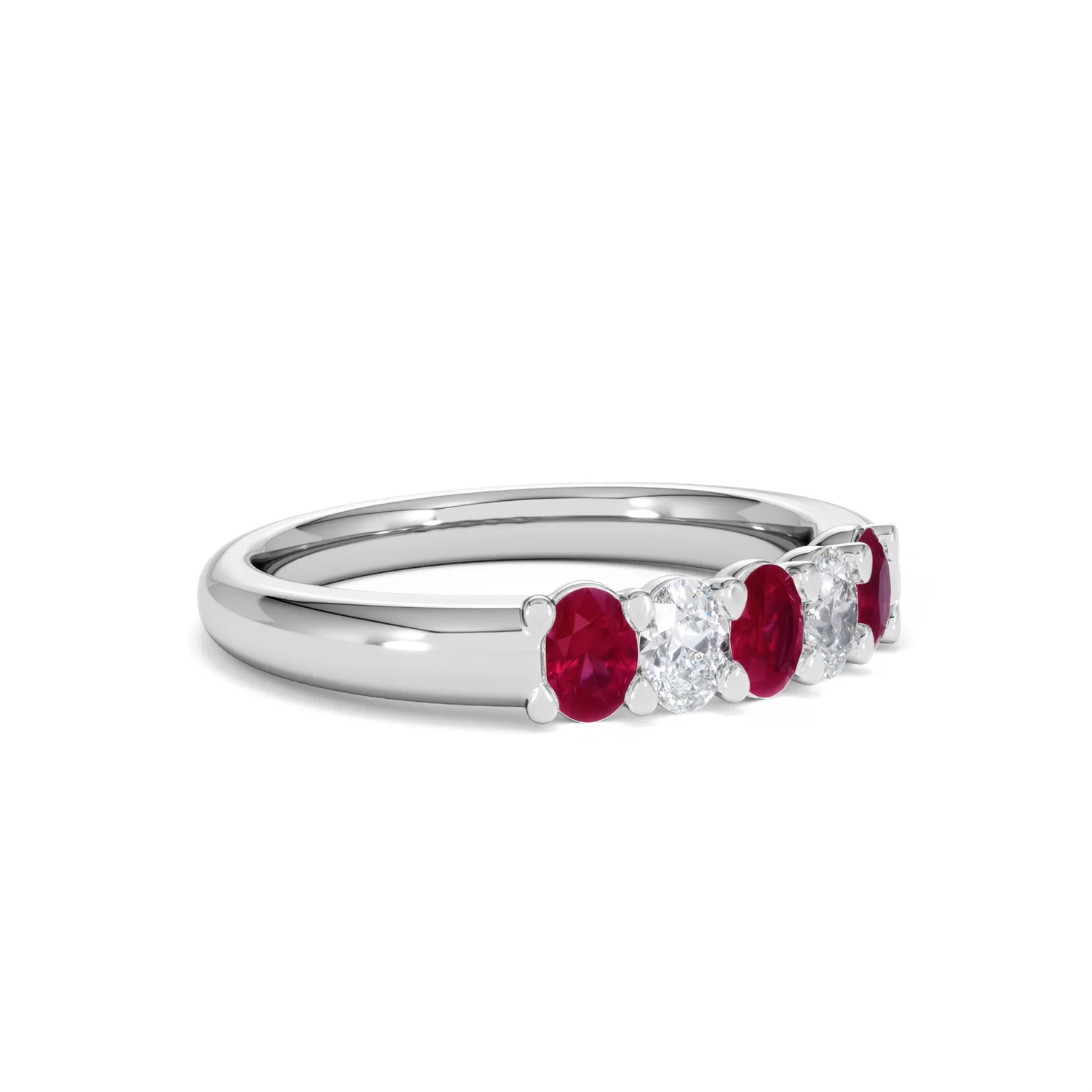 Solene 0.75ct Oval Cut Lab Ruby and Lab Diamond Half Band Eternity Ring in 18K White Gold - Image 18