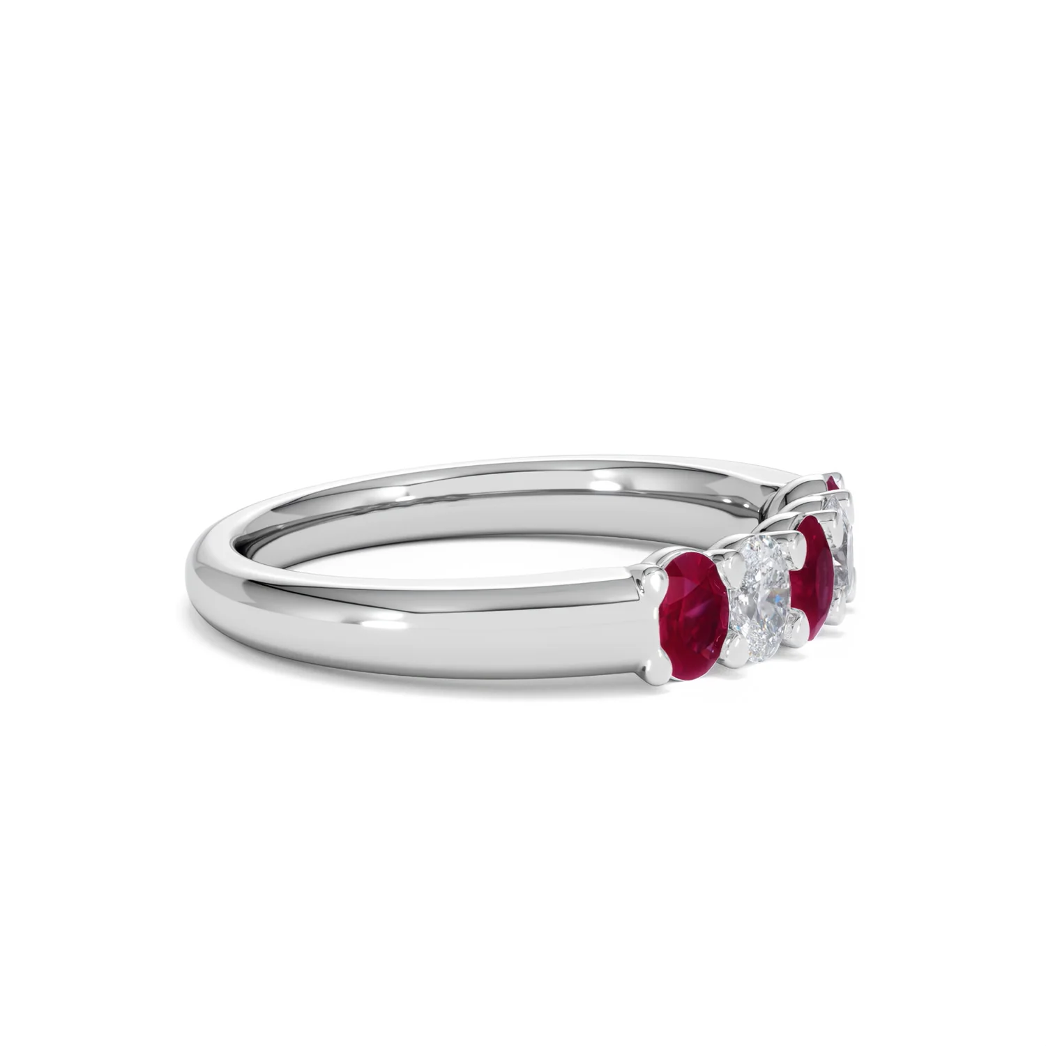 Solene 0.75ct Oval Cut Lab Ruby and Lab Diamond Half Band Eternity Ring in 18K White Gold - Image 23