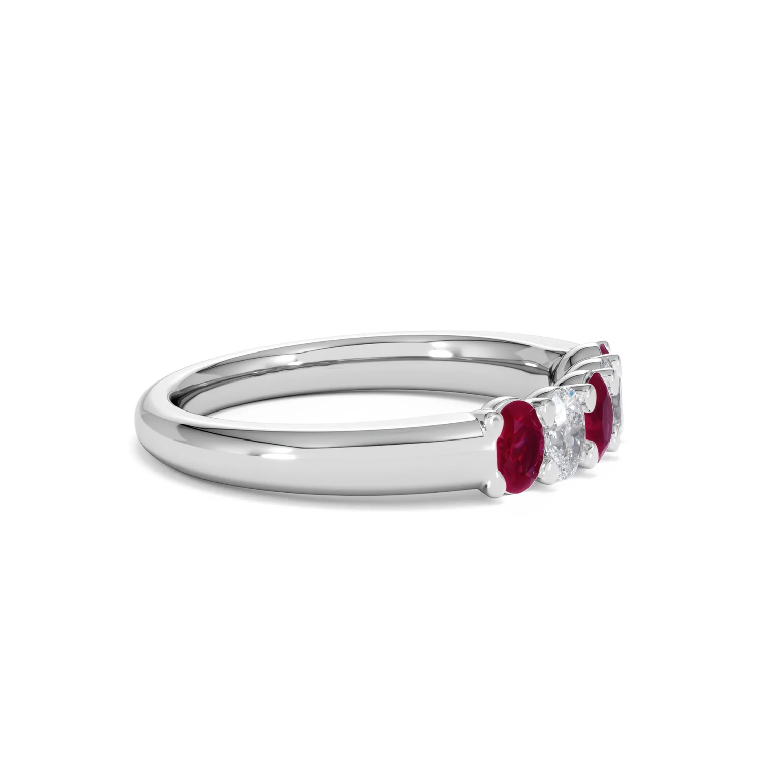 Solene 0.75ct Oval Cut Lab Ruby and Lab Diamond Half Band Eternity Ring in 18K White Gold - Image 24