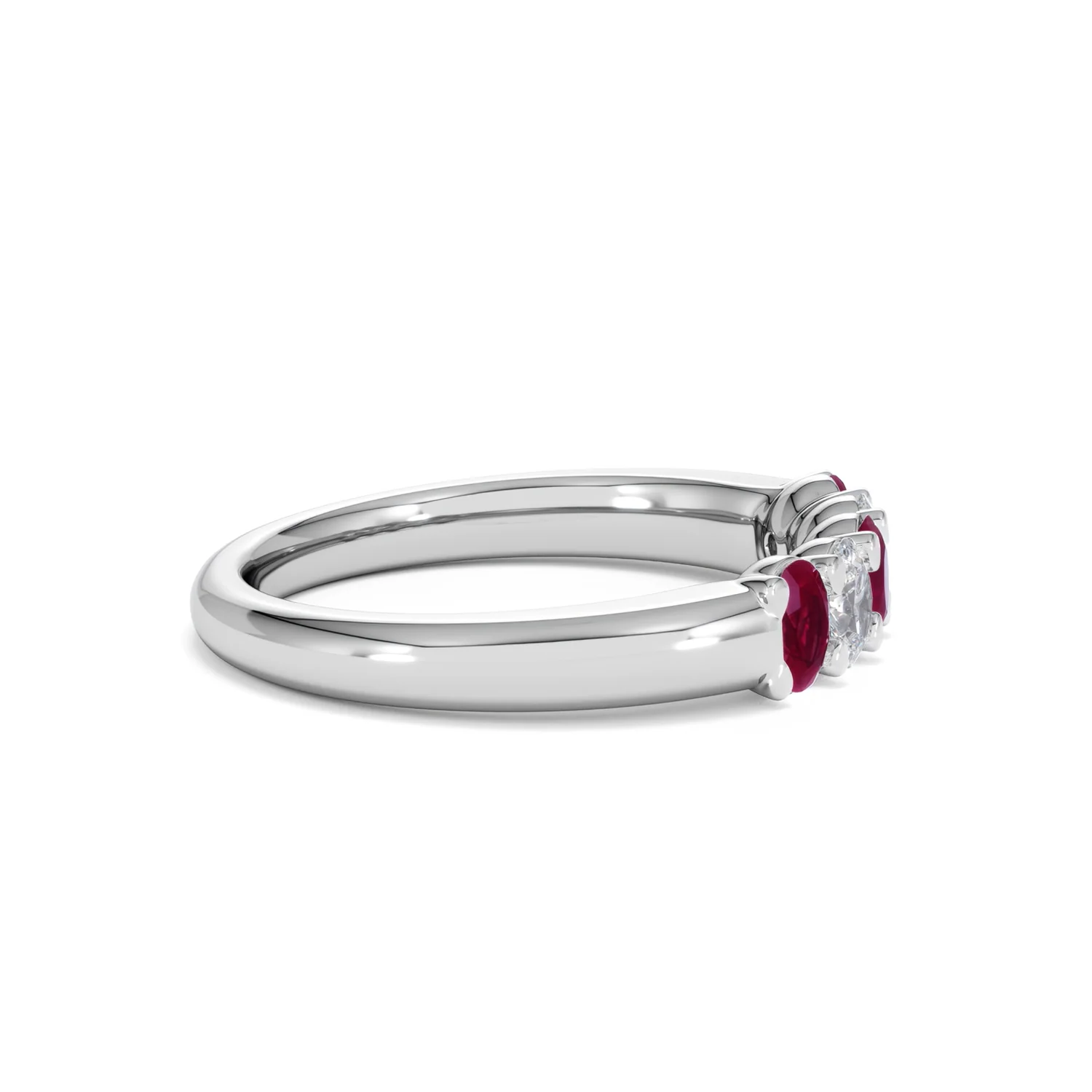 Solene 0.75ct Oval Cut Lab Ruby and Lab Diamond Half Band Eternity Ring in 18K White Gold - Image 27