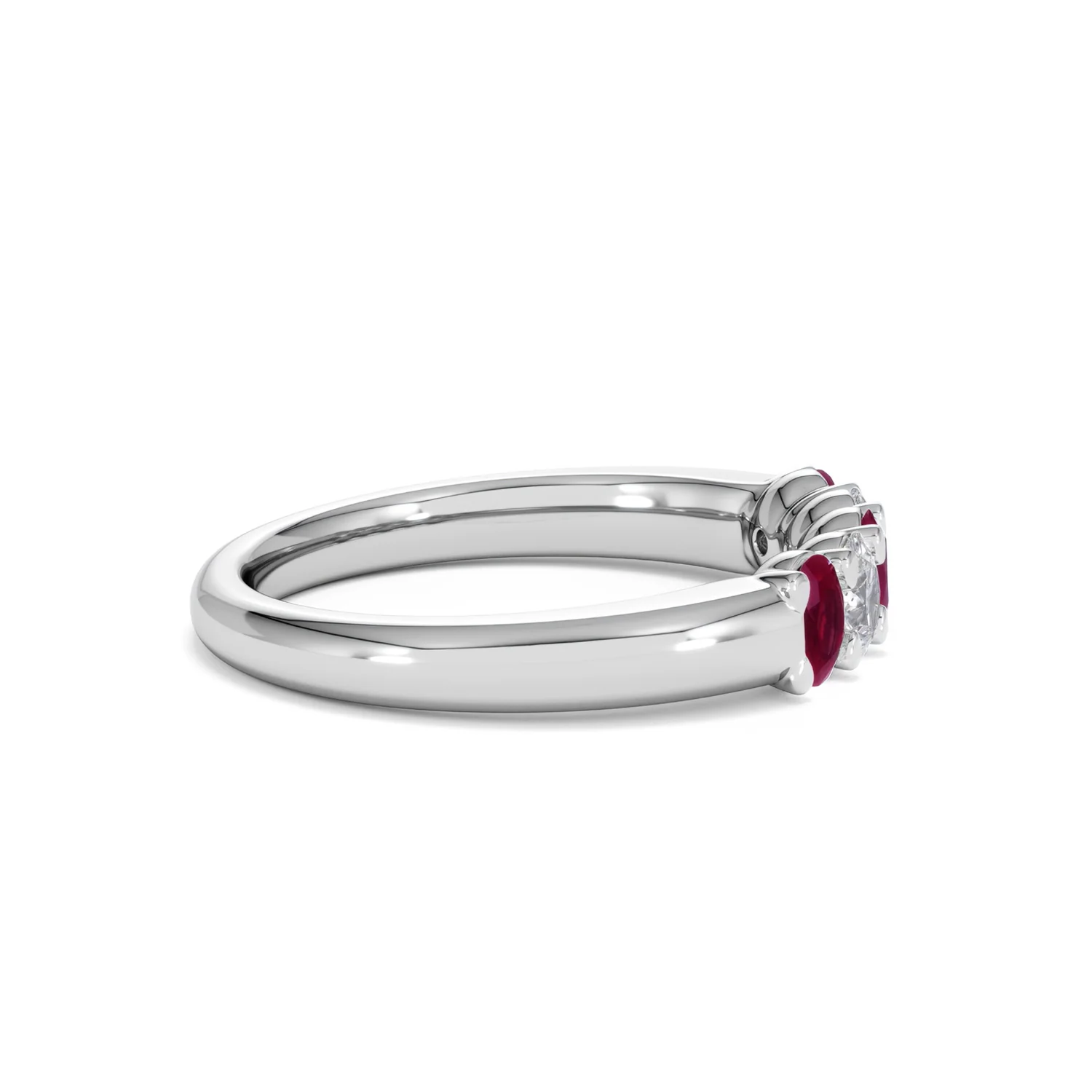 Solene 0.75ct Oval Cut Lab Ruby and Lab Diamond Half Band Eternity Ring in 18K White Gold - Image 28