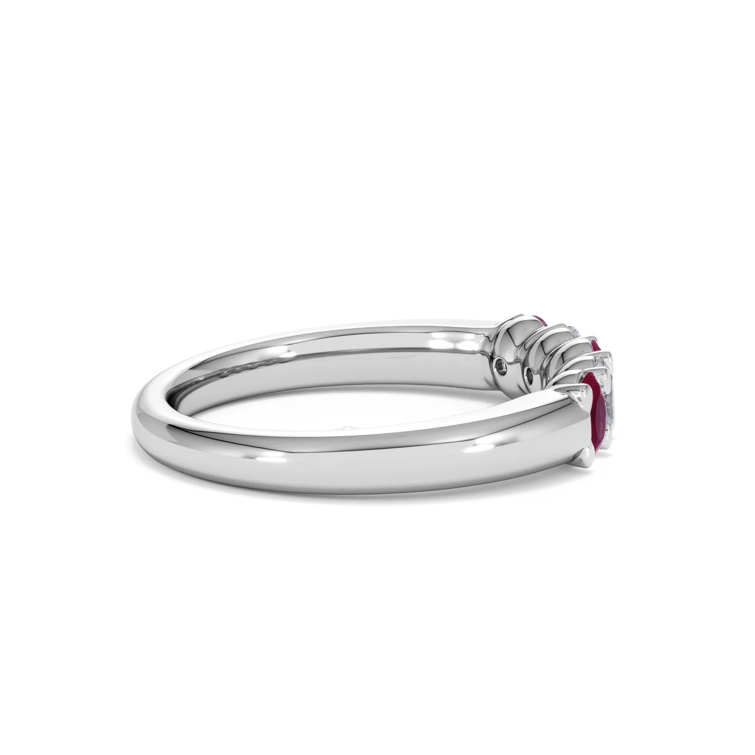 Solene 0.75ct Oval Cut Lab Ruby and Lab Diamond Half Band Eternity Ring in 18K White Gold - Image 31