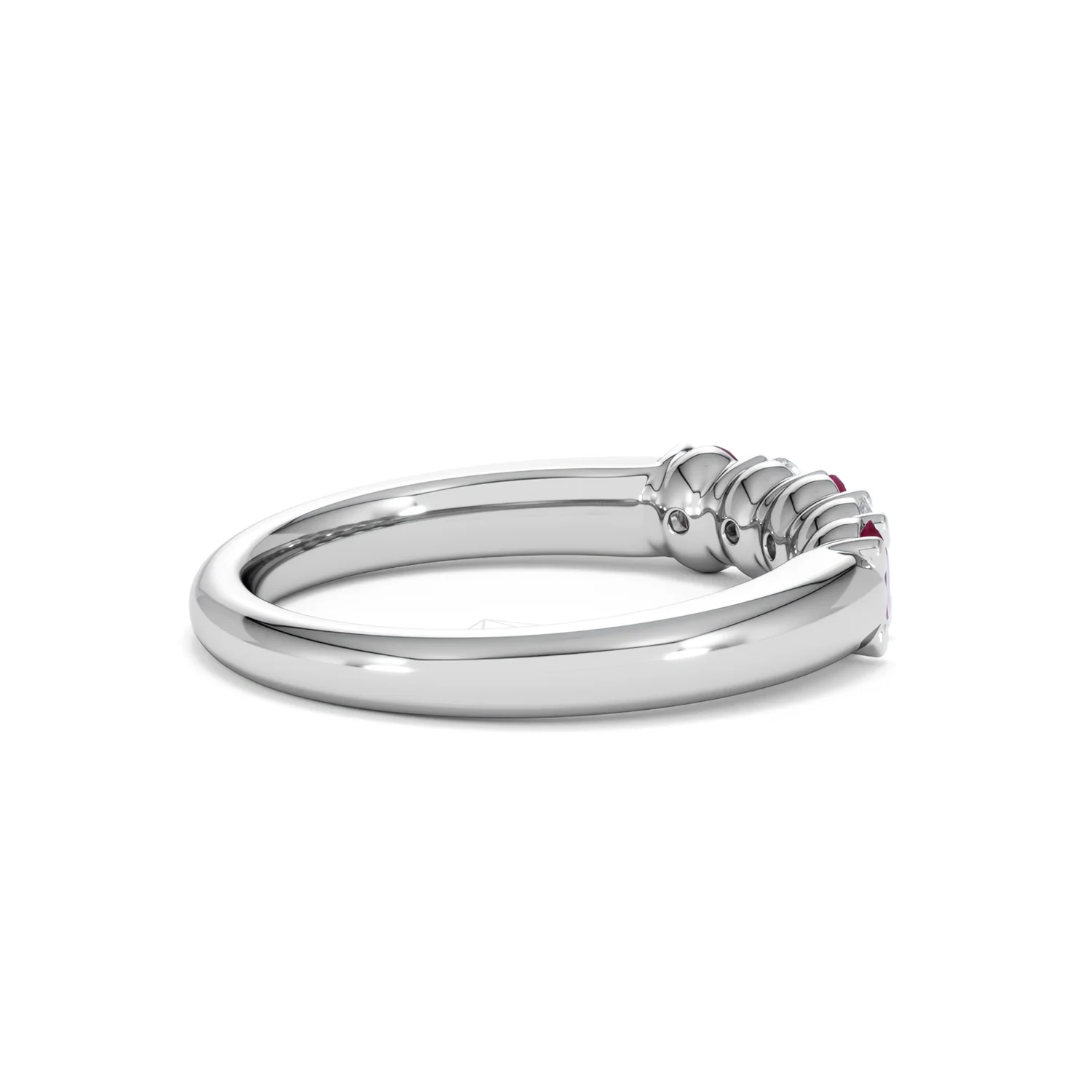 Solene 0.75ct Oval Cut Lab Ruby and Lab Diamond Half Band Eternity Ring in 18K White Gold - Image 34