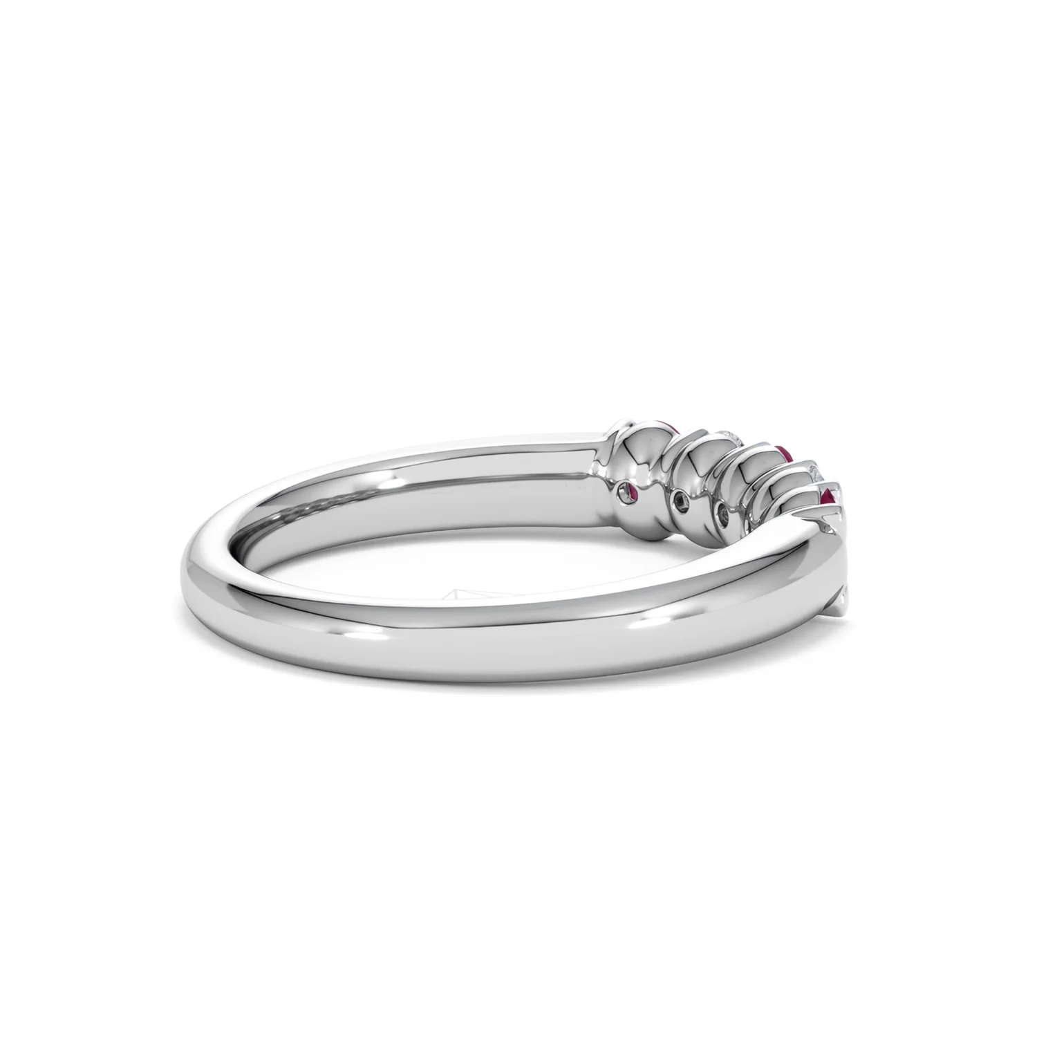Solene 0.75ct Oval Cut Lab Ruby and Lab Diamond Half Band Eternity Ring in 18K White Gold - Image 35