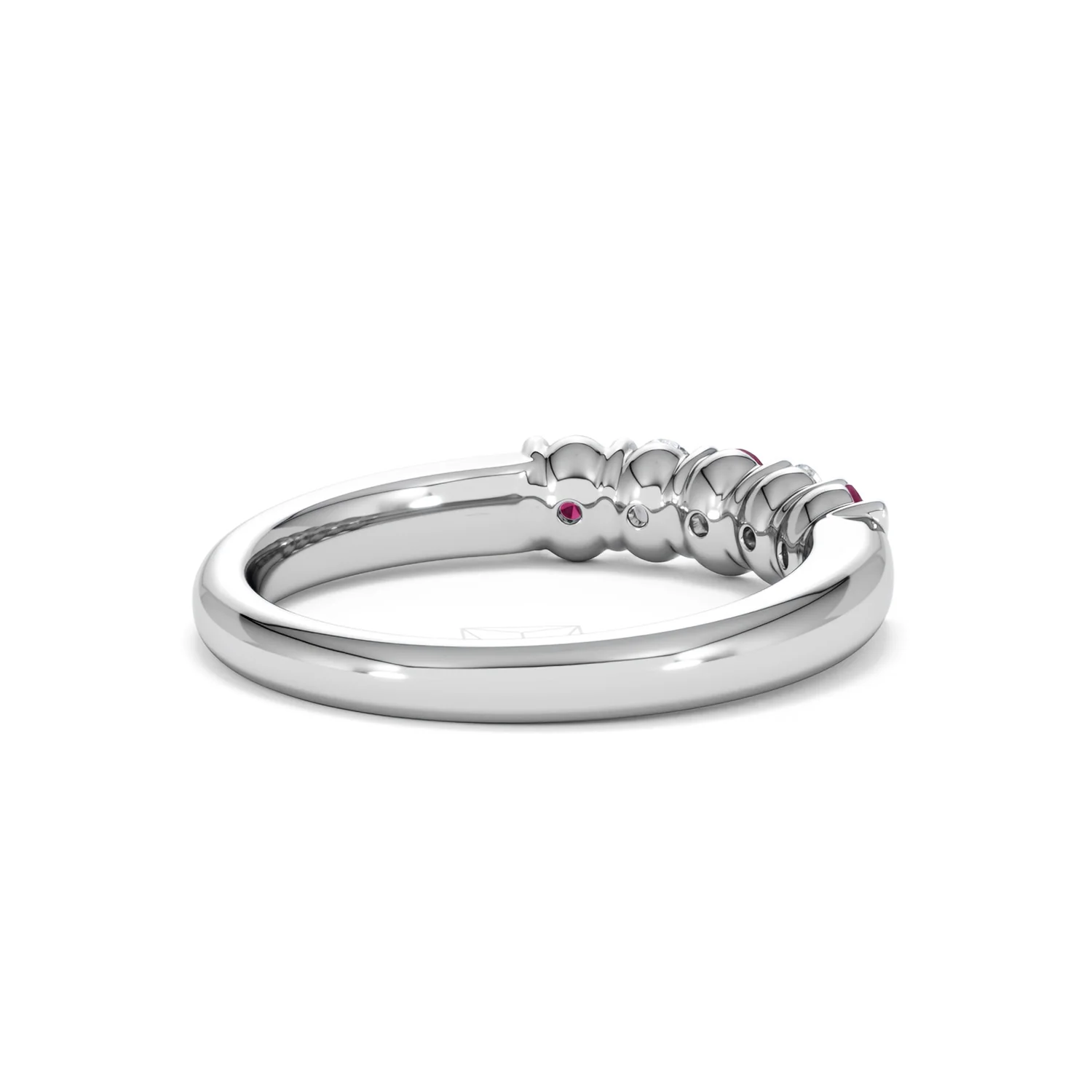 Solene 0.75ct Oval Cut Lab Ruby and Lab Diamond Half Band Eternity Ring in 18K White Gold - Image 40