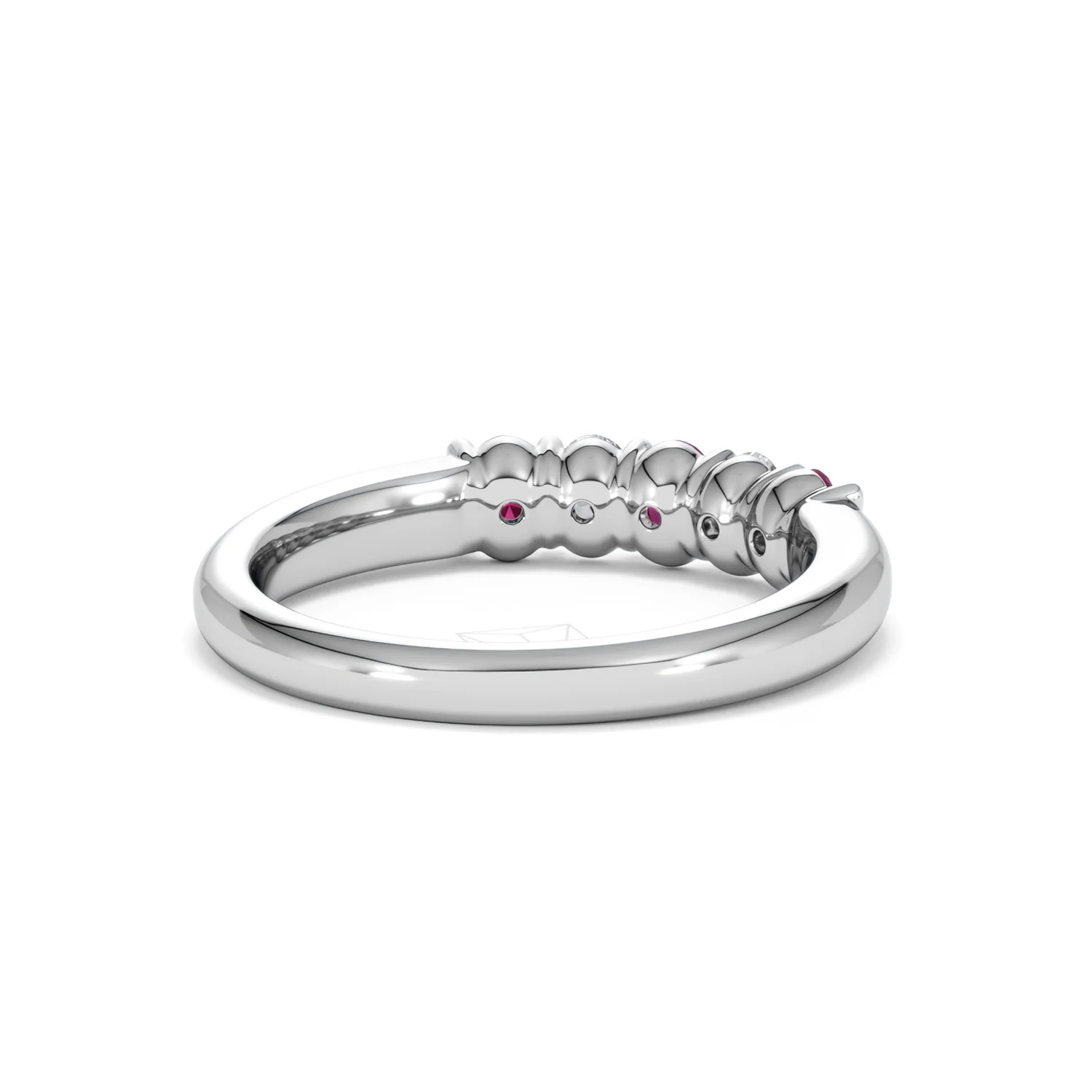 Solene 0.75ct Oval Cut Lab Ruby and Lab Diamond Half Band Eternity Ring in 18K White Gold - Image 43