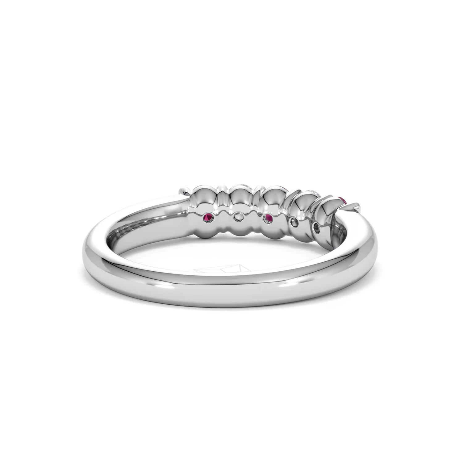 Solene 0.75ct Oval Cut Lab Ruby and Lab Diamond Half Band Eternity Ring in 18K White Gold - Image 44