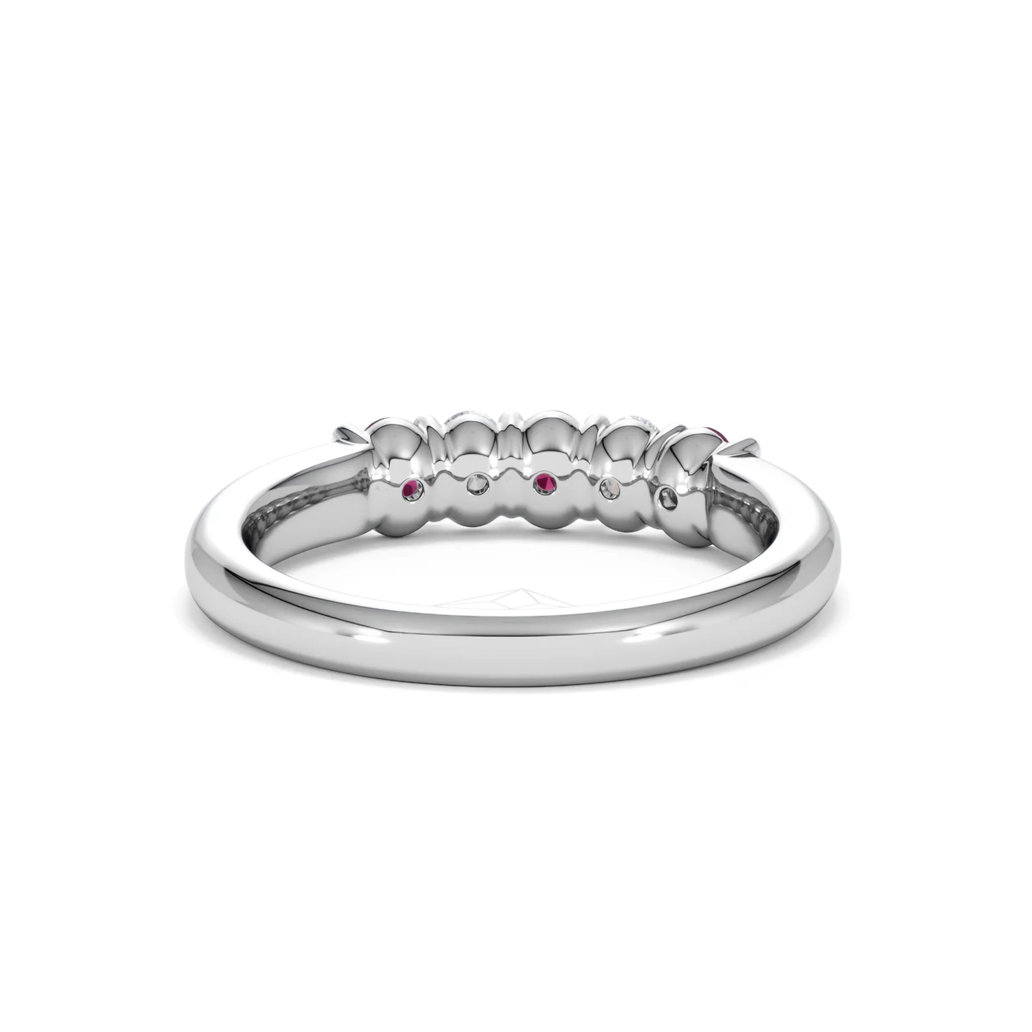 Solene 0.75ct Oval Cut Lab Ruby and Lab Diamond Half Band Eternity Ring in 18K White Gold - Image 47
