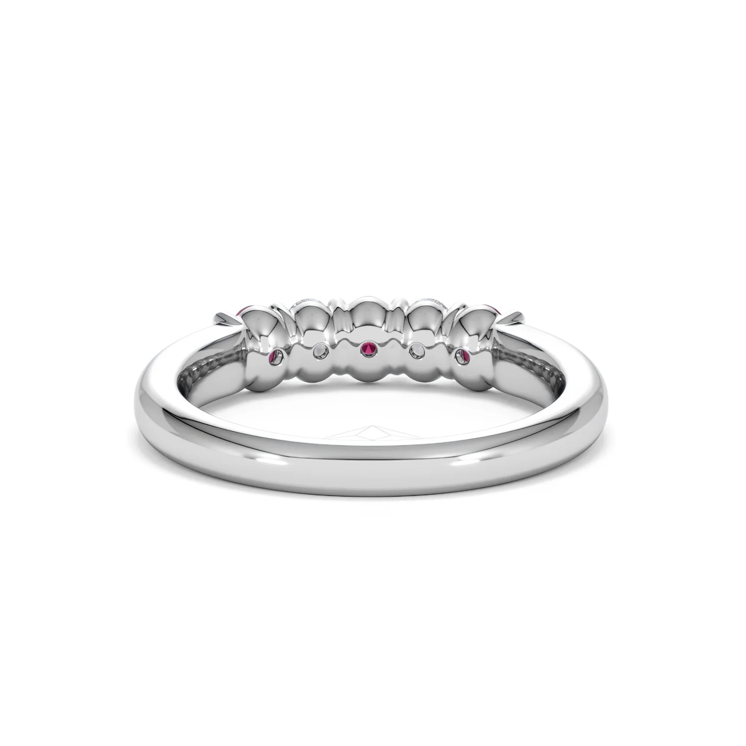 Solene 0.75ct Oval Cut Lab Ruby and Lab Diamond Half Band Eternity Ring in 18K White Gold - Image 49