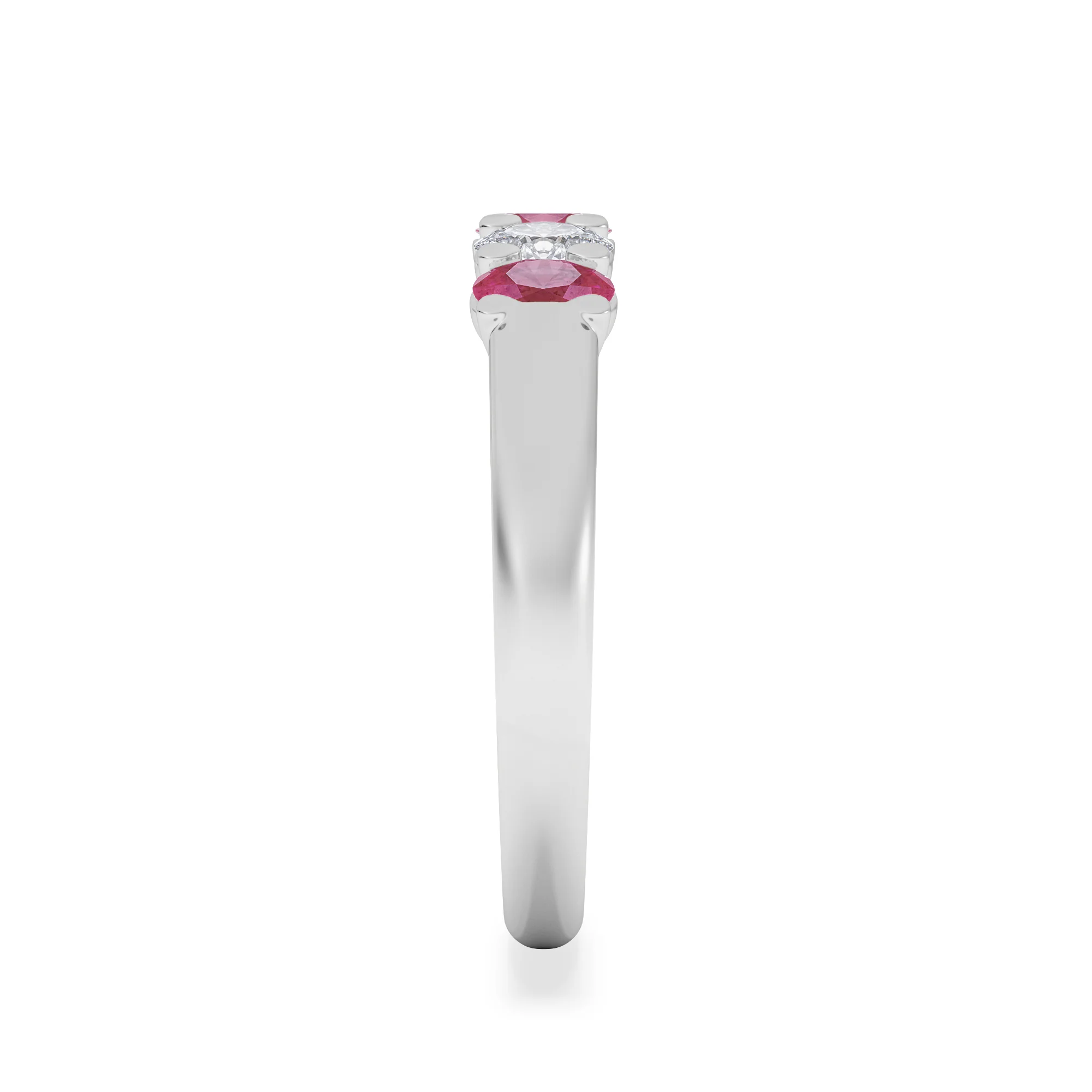 Solene 0.75ct Oval Cut Lab Ruby and Lab Diamond Half Band Eternity Ring in 18K White Gold - Image 5