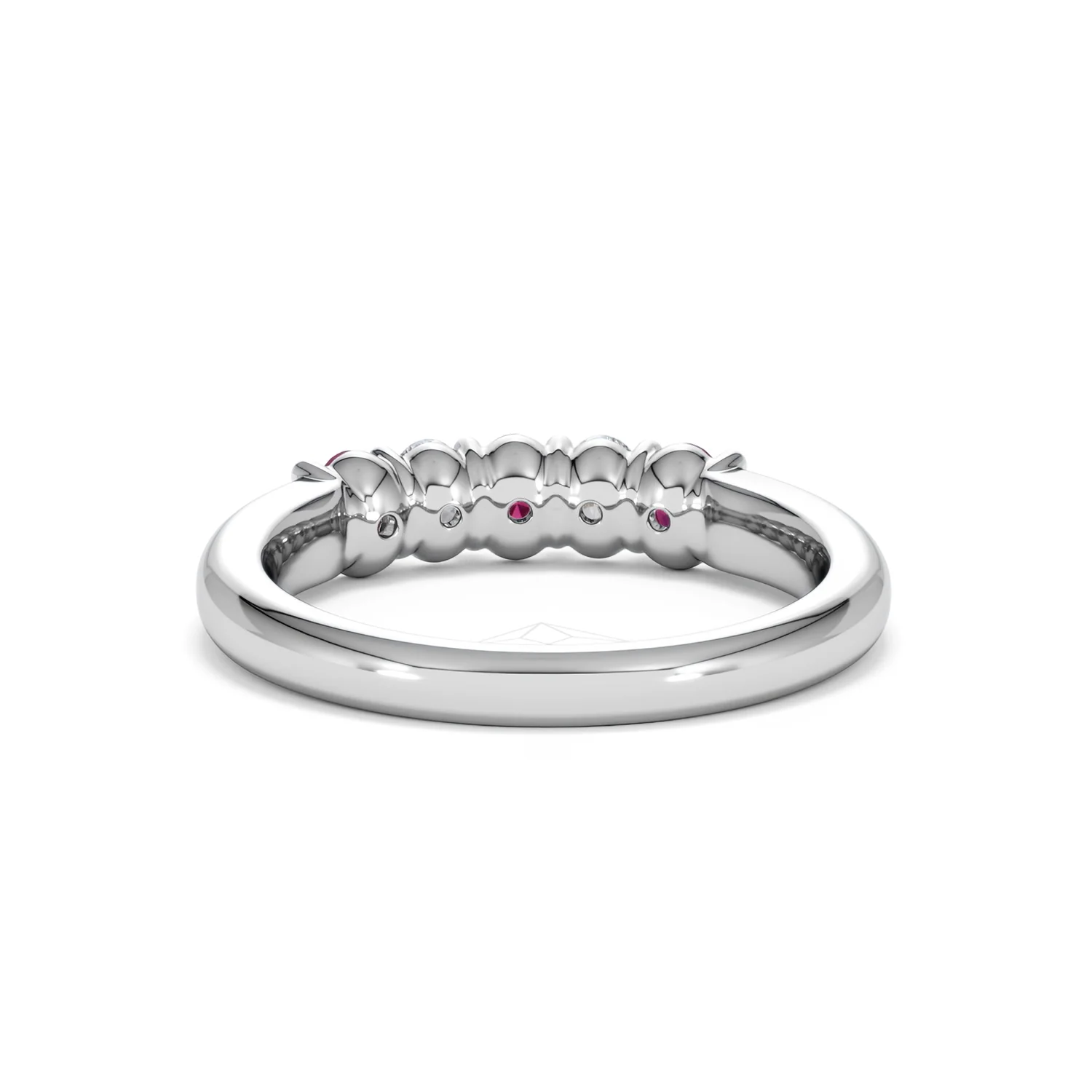 Solene 0.75ct Oval Cut Lab Ruby and Lab Diamond Half Band Eternity Ring in 18K White Gold - Image 50
