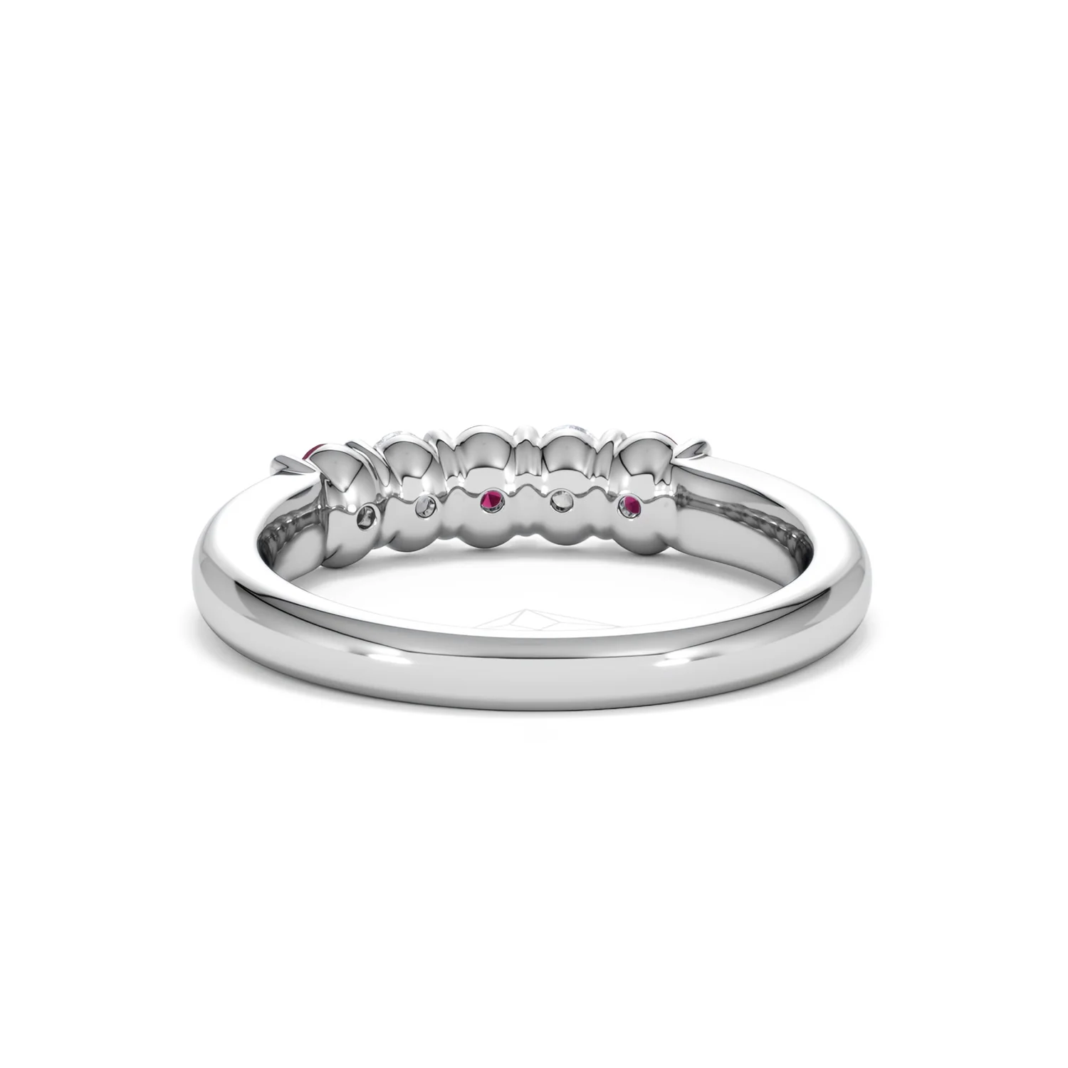 Solene 0.75ct Oval Cut Lab Ruby and Lab Diamond Half Band Eternity Ring in 18K White Gold - Image 51