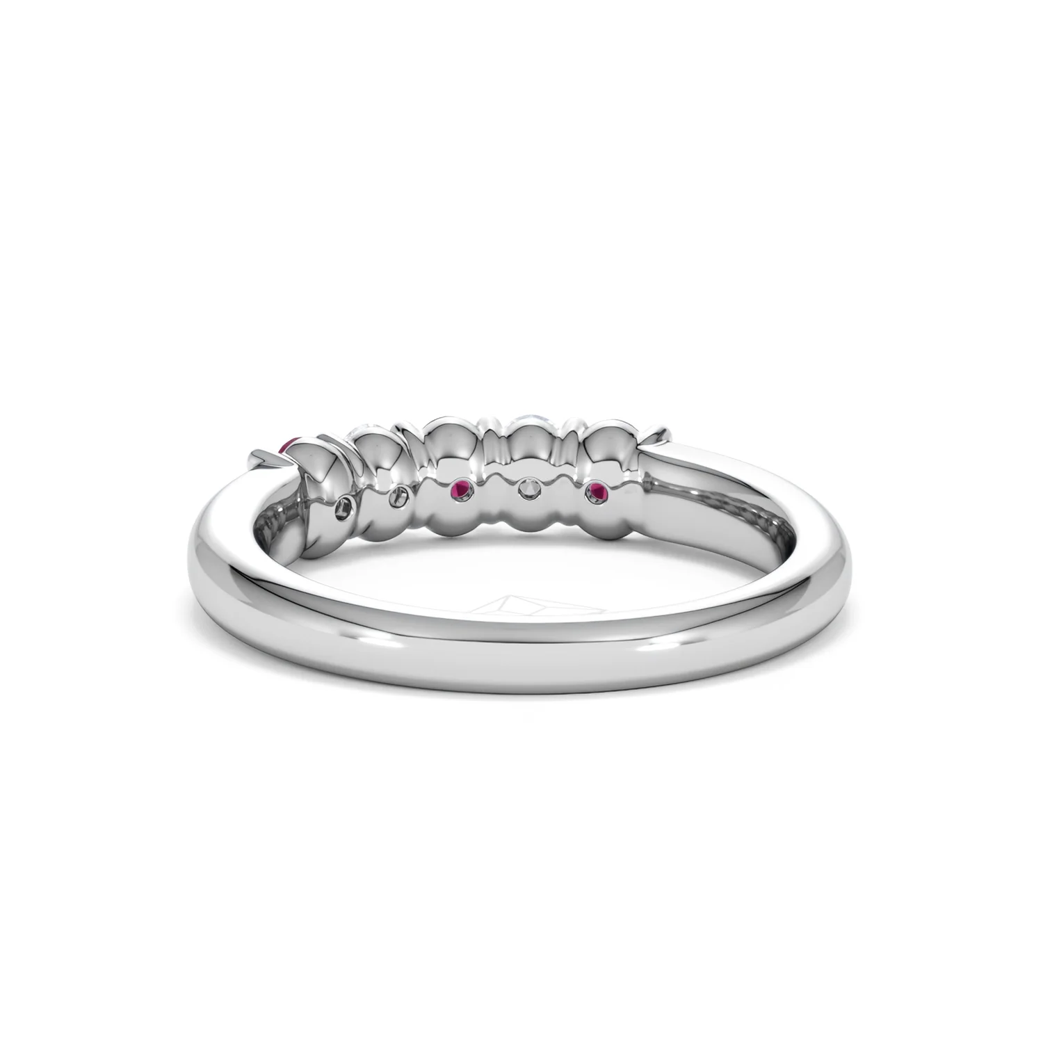 Solene 0.75ct Oval Cut Lab Ruby and Lab Diamond Half Band Eternity Ring in 18K White Gold - Image 52