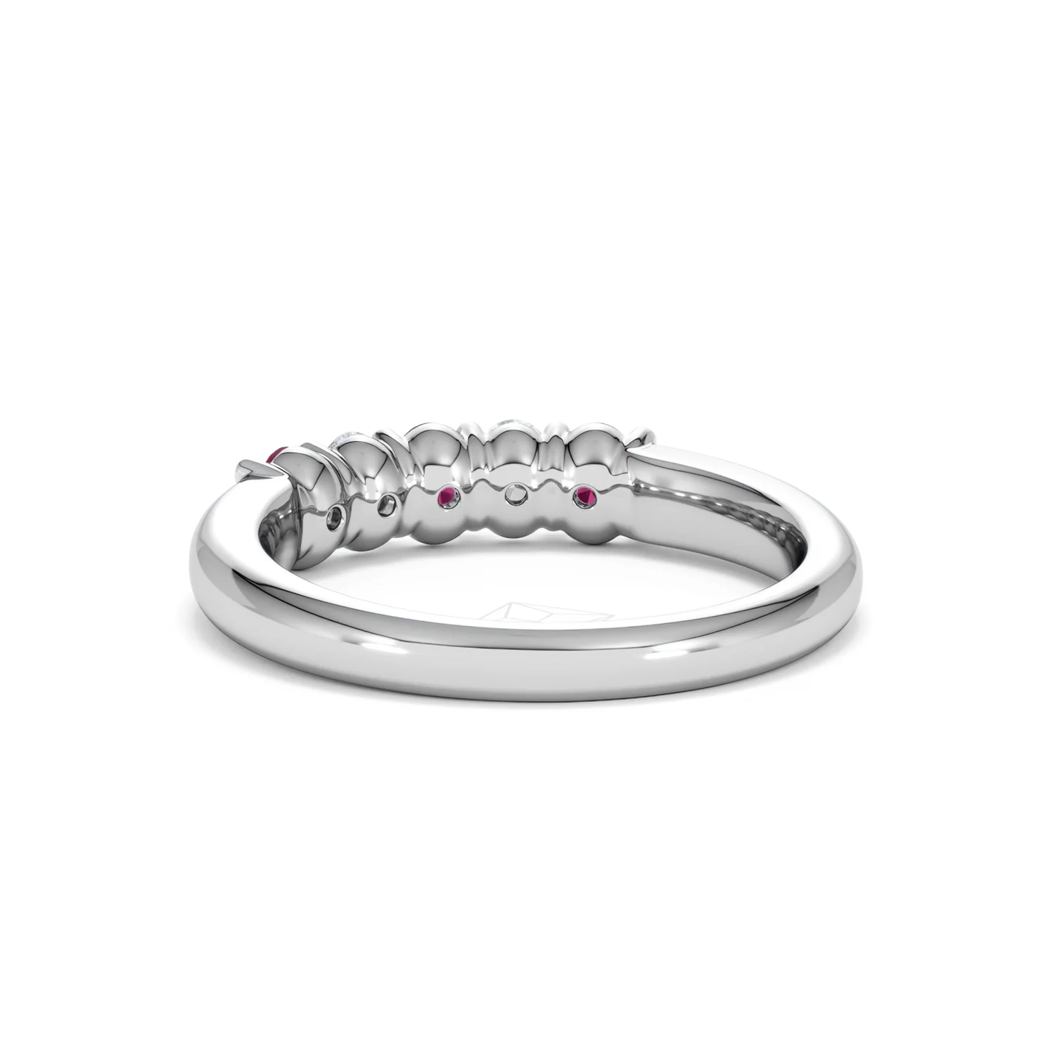 Solene 0.75ct Oval Cut Lab Ruby and Lab Diamond Half Band Eternity Ring in 18K White Gold - Image 53