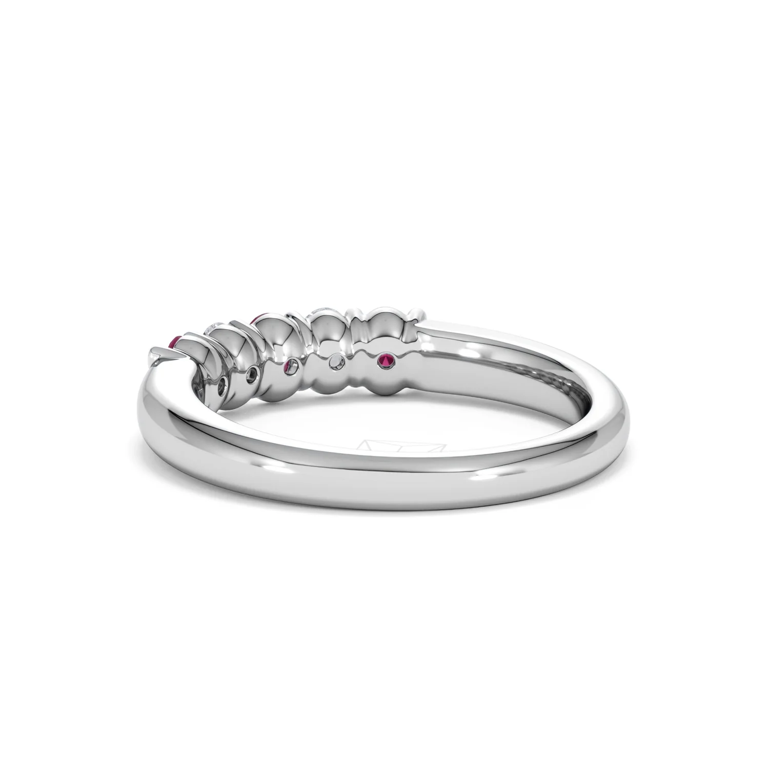 Solene 0.75ct Oval Cut Lab Ruby and Lab Diamond Half Band Eternity Ring in 18K White Gold - Image 56